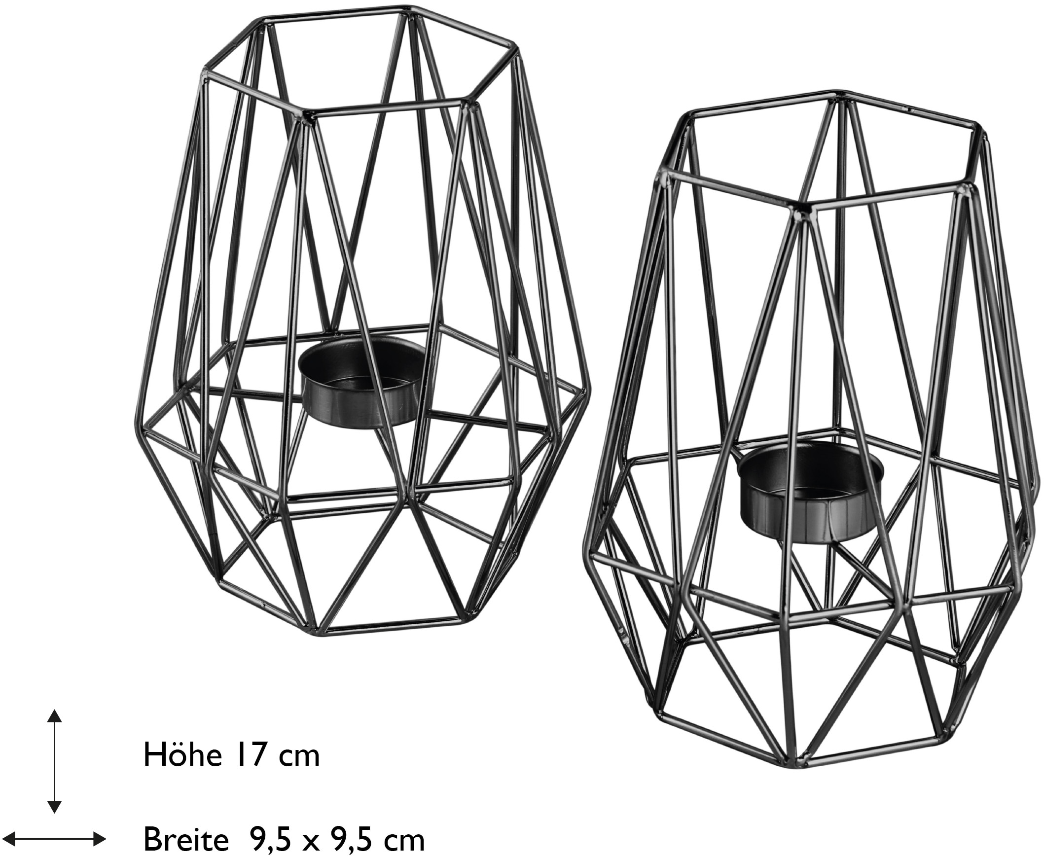 ECHTWERK Teelichthalter »Vintage Big, Weihnachtsdeko«, (Set, 2 St.), moderner Kerzenhalter aus Eisen, geometrisches Design, Höhe ca. 17 cm