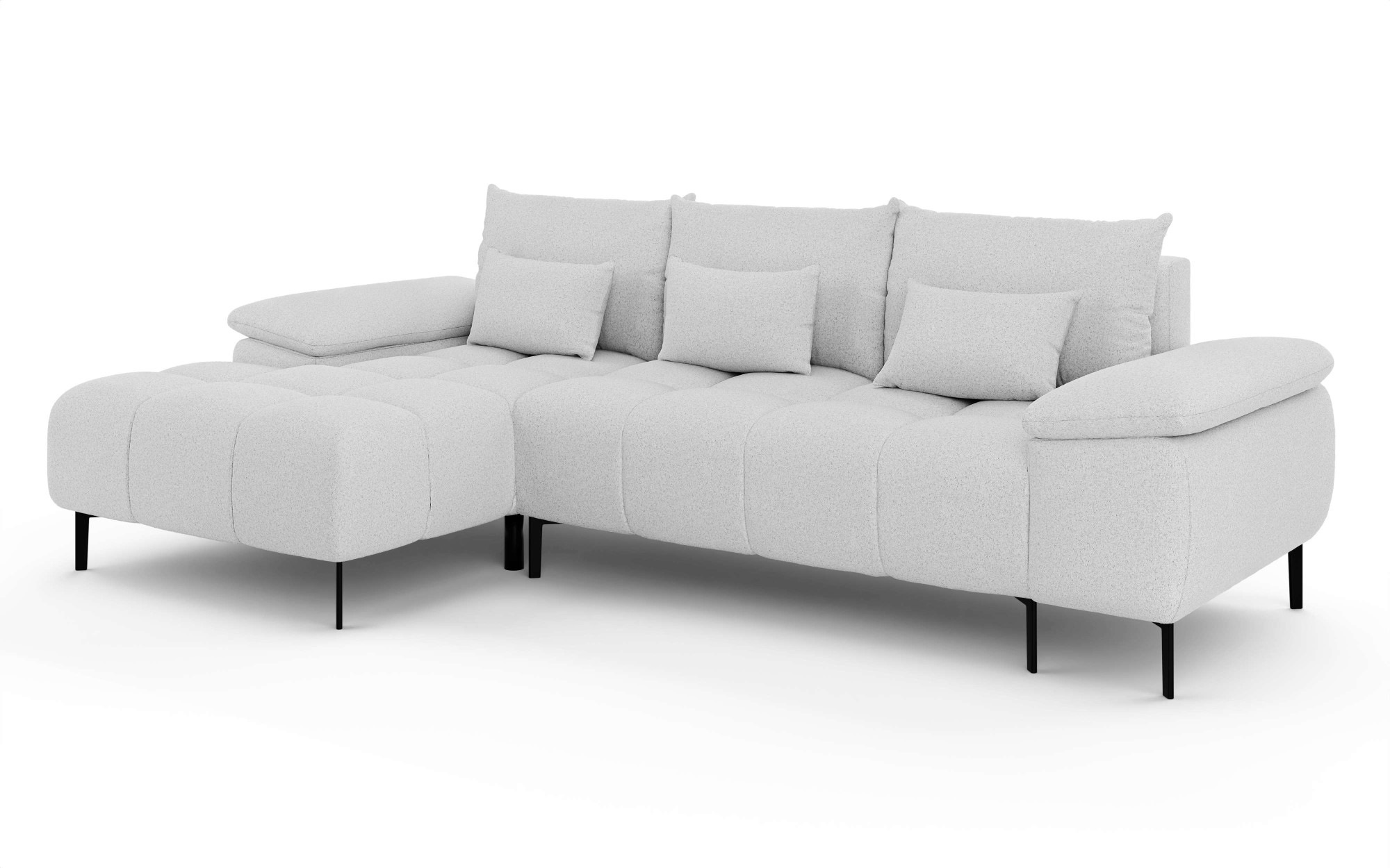 INOSIGN Ecksofa »DROMARA Schlafsofa mit Bettkasten, Maße: B/T/H 277/141/91 cm«, L-Form mit Recamiere rechts/links bestellbar, Wellenunterfederung