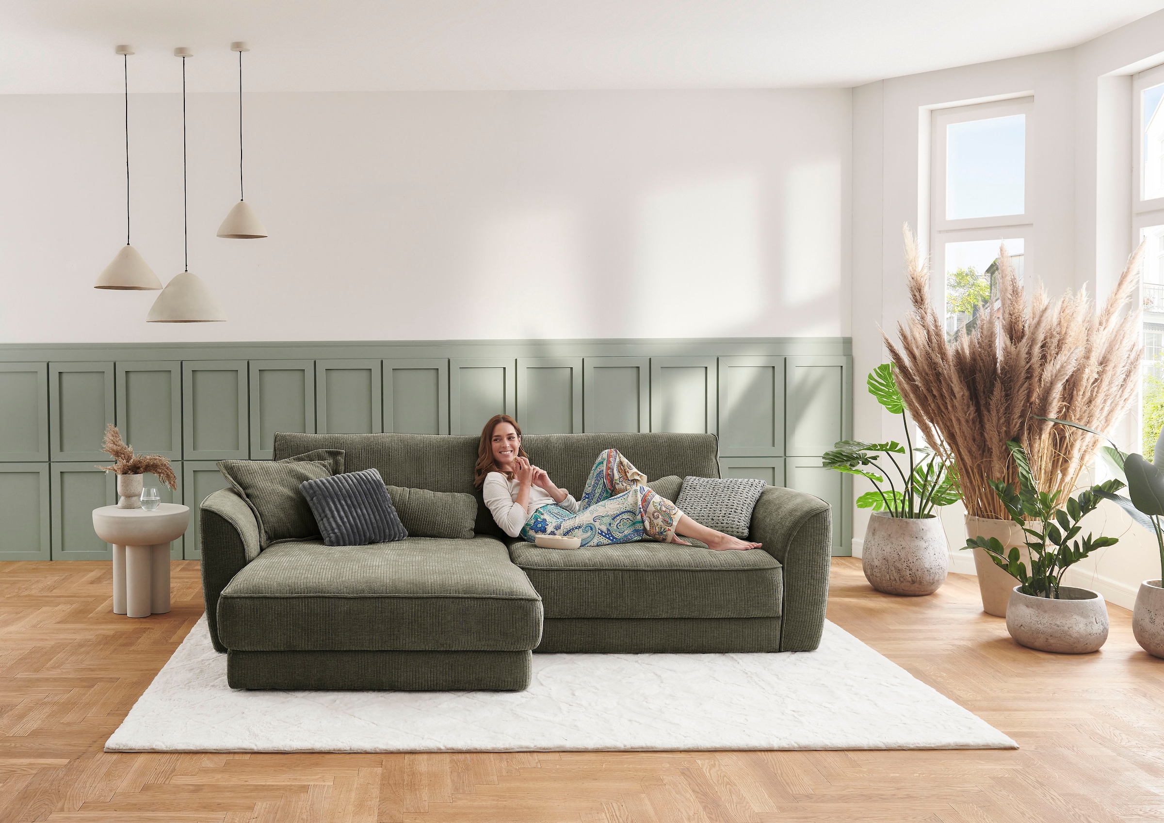 Die PlanBar Ecksofa »Ecksofa ZE-EM24138, L-Form, B: 264 cm« SoftSitz-Kaltschaumpolsterung, wahlweise mit Sitztiefenverstellung