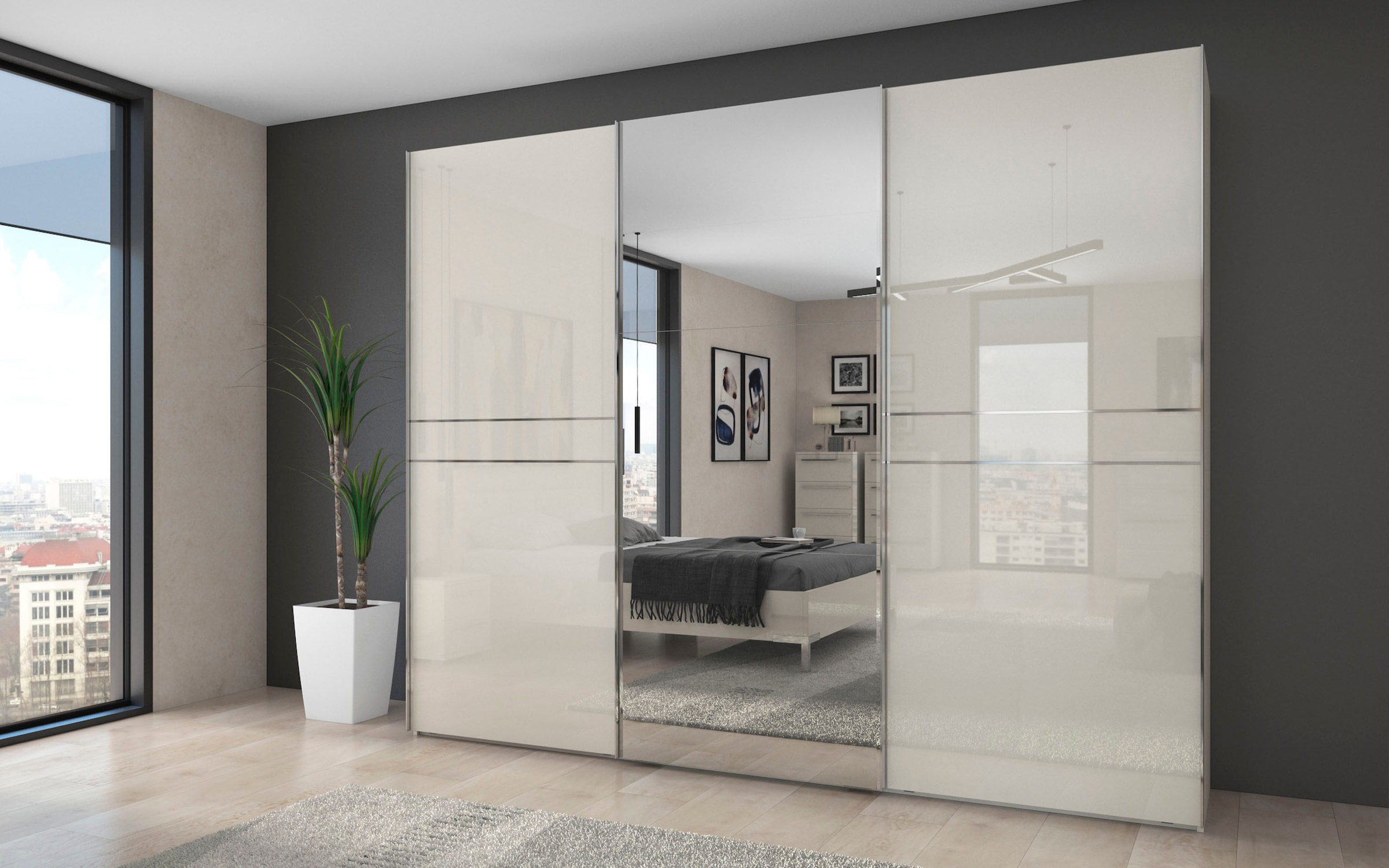 Places of Style Schwebetürenschrank "Piano, mit Einlegeböden, Kleiderstange günstig online kaufen
