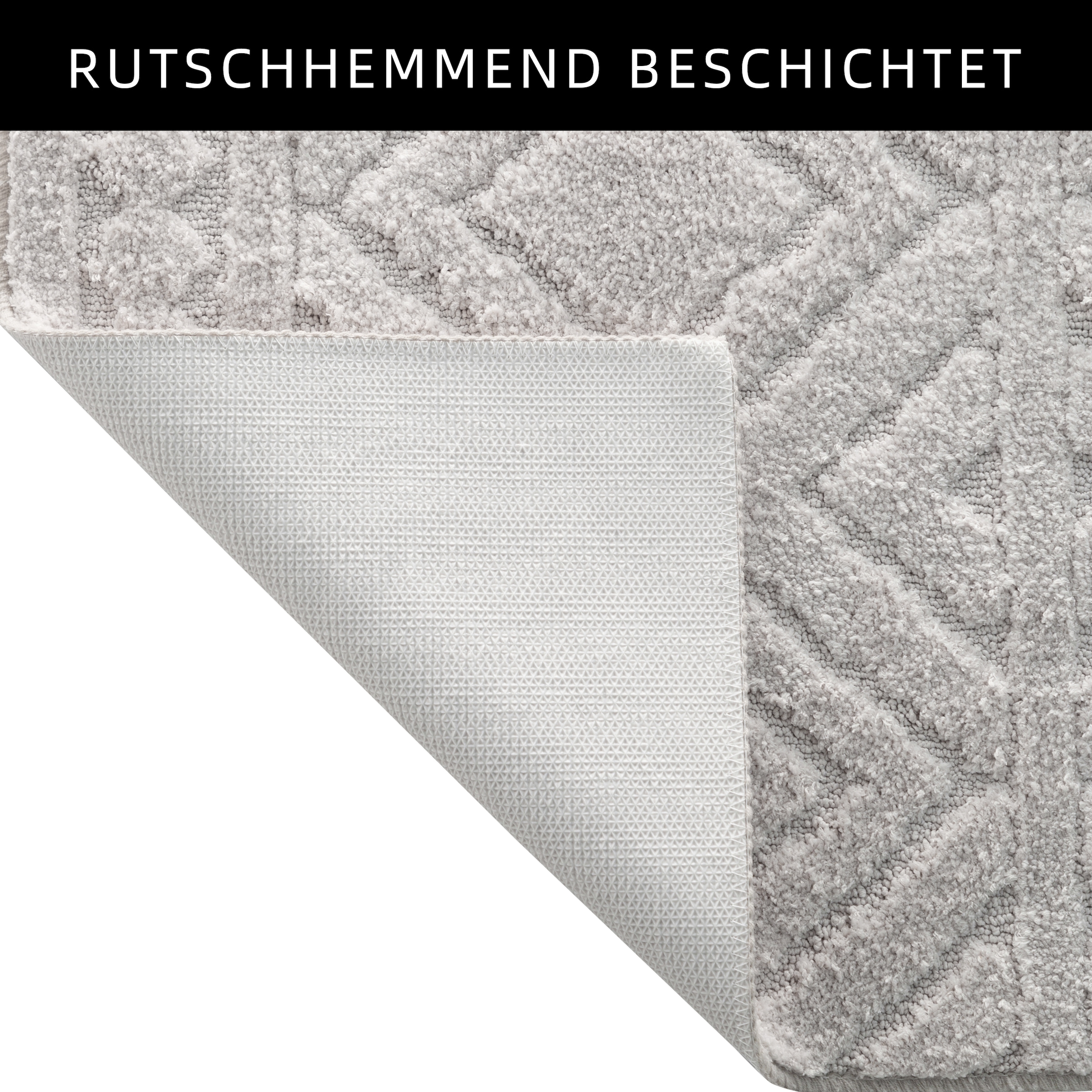 my home Badematte »Louvres, Badvorleger, Badezimmer Teppich, Duschvorleger«, schnell trocknend, Badteppich, Uni Farben, Hoch-Tief Effekt, Boho-Style