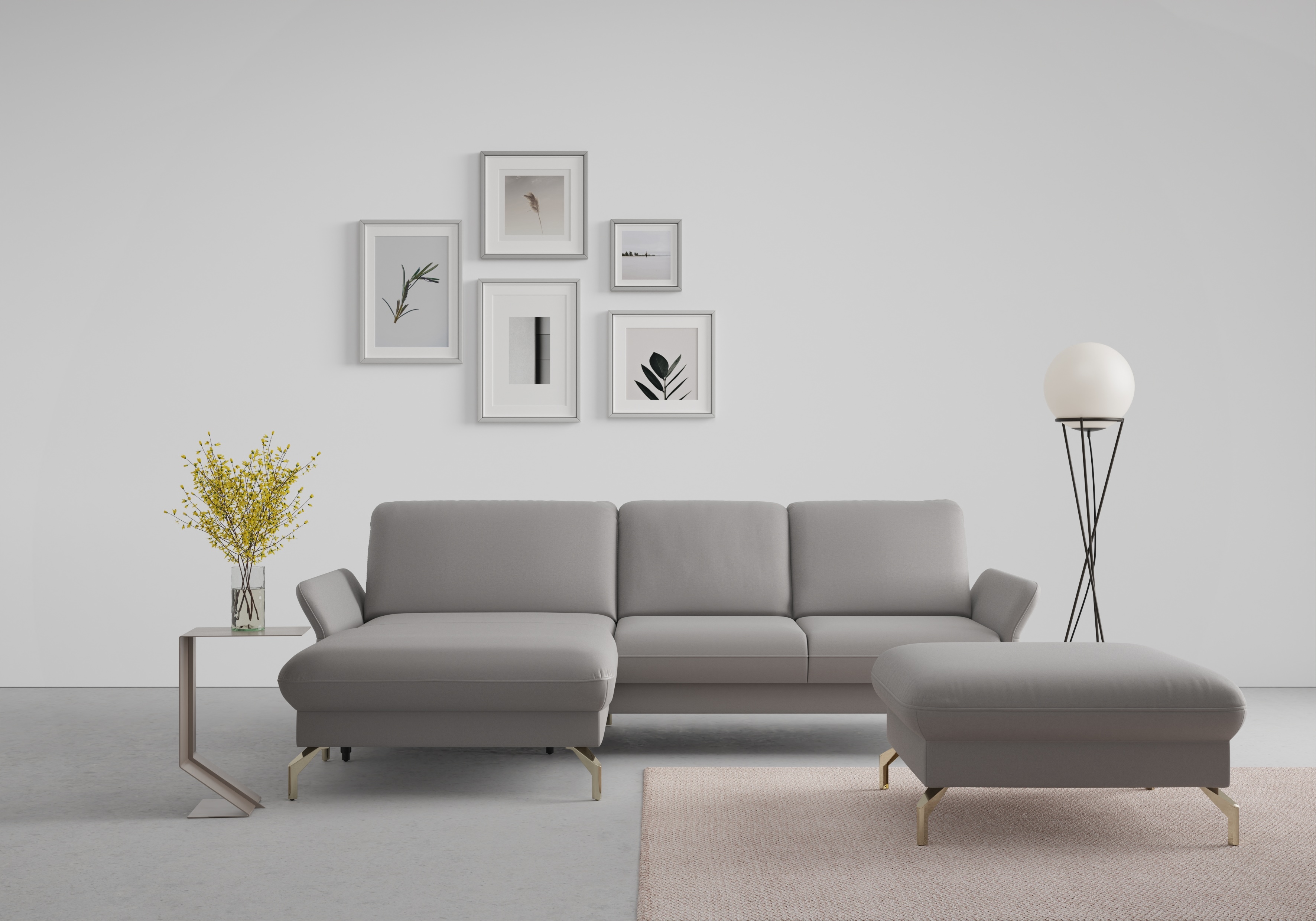 sit&more Ecksofa "Fashion L-Form" wahlweise mit Kopfteilverstellung, Vorziehsitz, motorisch, Nickelfüße