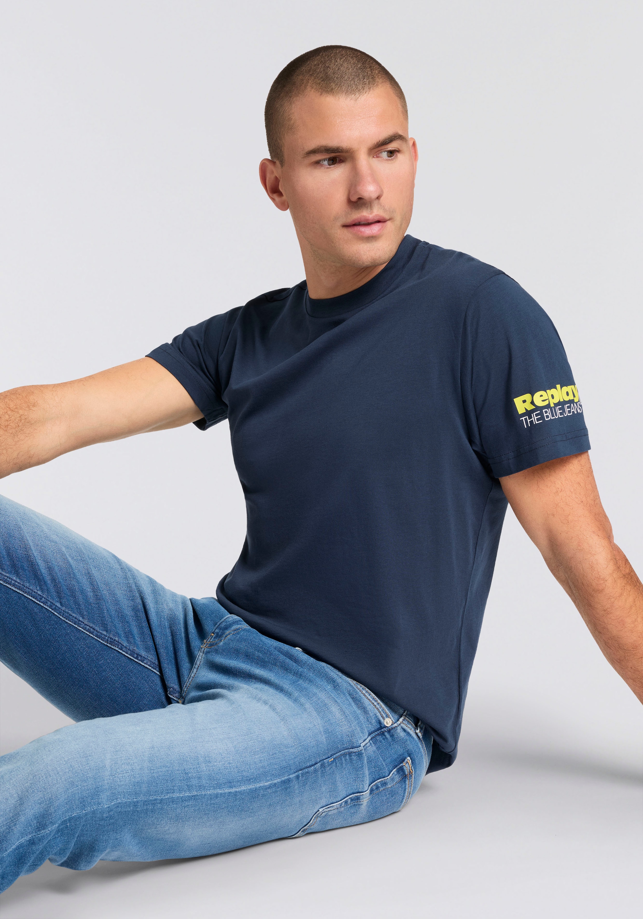 Replay T-Shirt Replaydruck am Ärmelabschluss