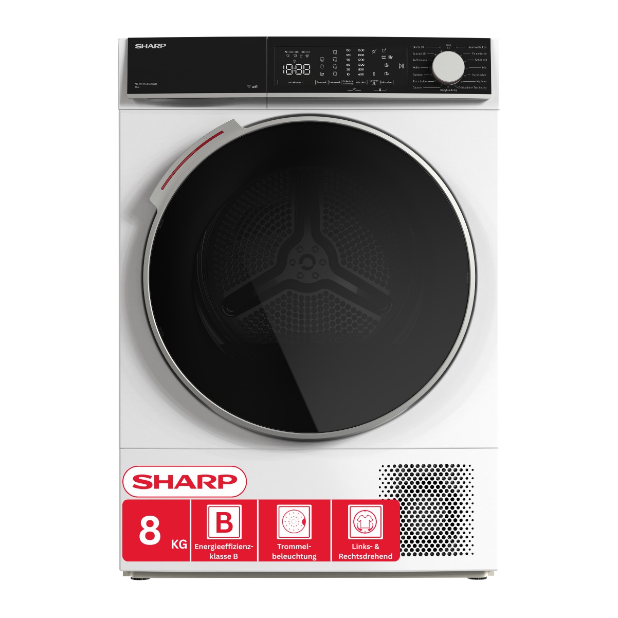 Sharp Wärmepumpentrockner »KD-WNHL8S9GWB-DE« KD-WNHL WiFi, VeeZy App-Steuerung, BubbleDrum, Sensortrocknung, 15 Programme