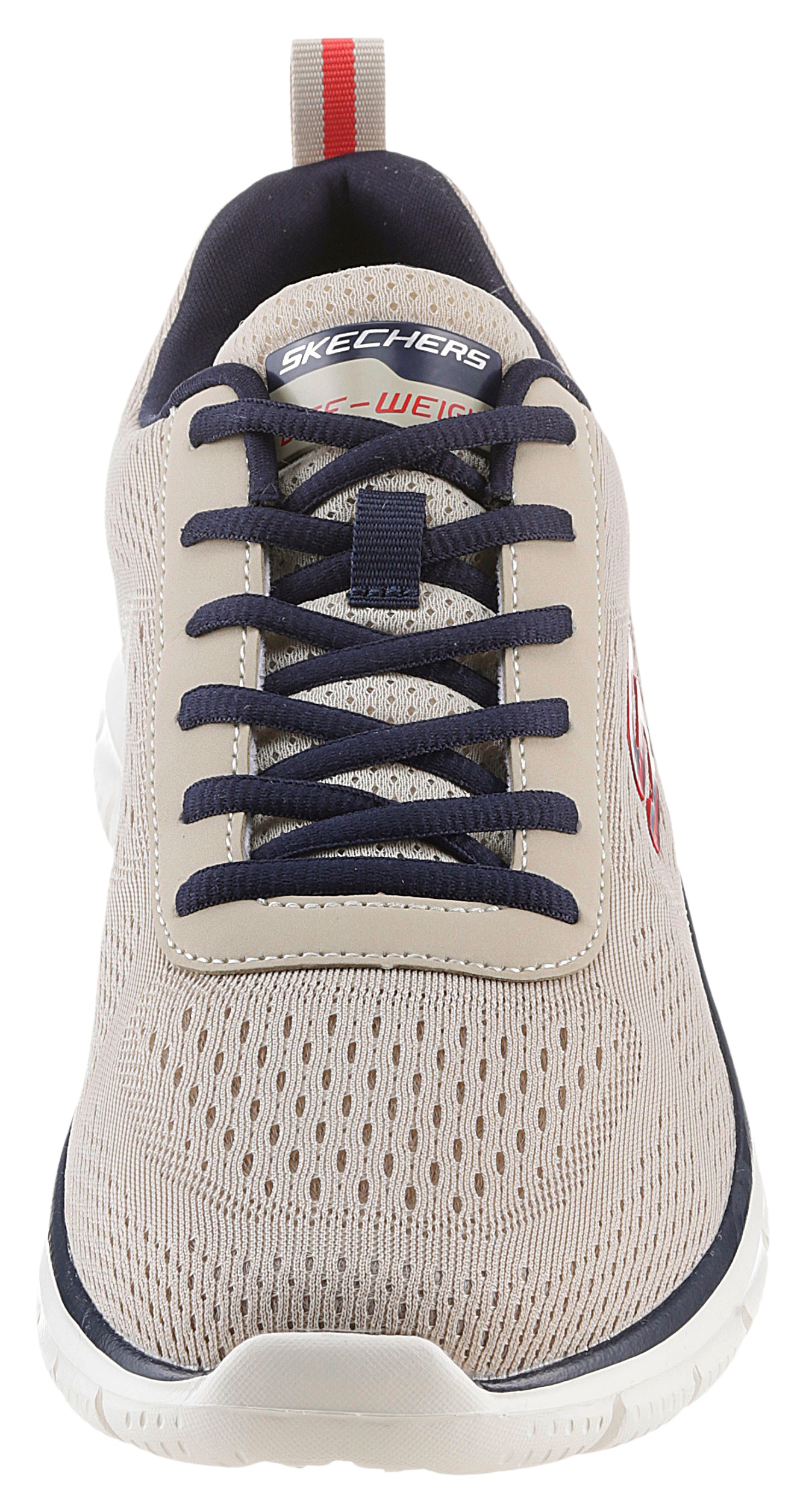 Schnürschuh SKECHERS "TRACK-LESHUR", Herren, Gr. 40, blau (taupe, navy), Lederimitat, Textil, Schuhe Schnürschuh, Freizeitschuh, Trainingsschuh im Materialmix, Topseller 3