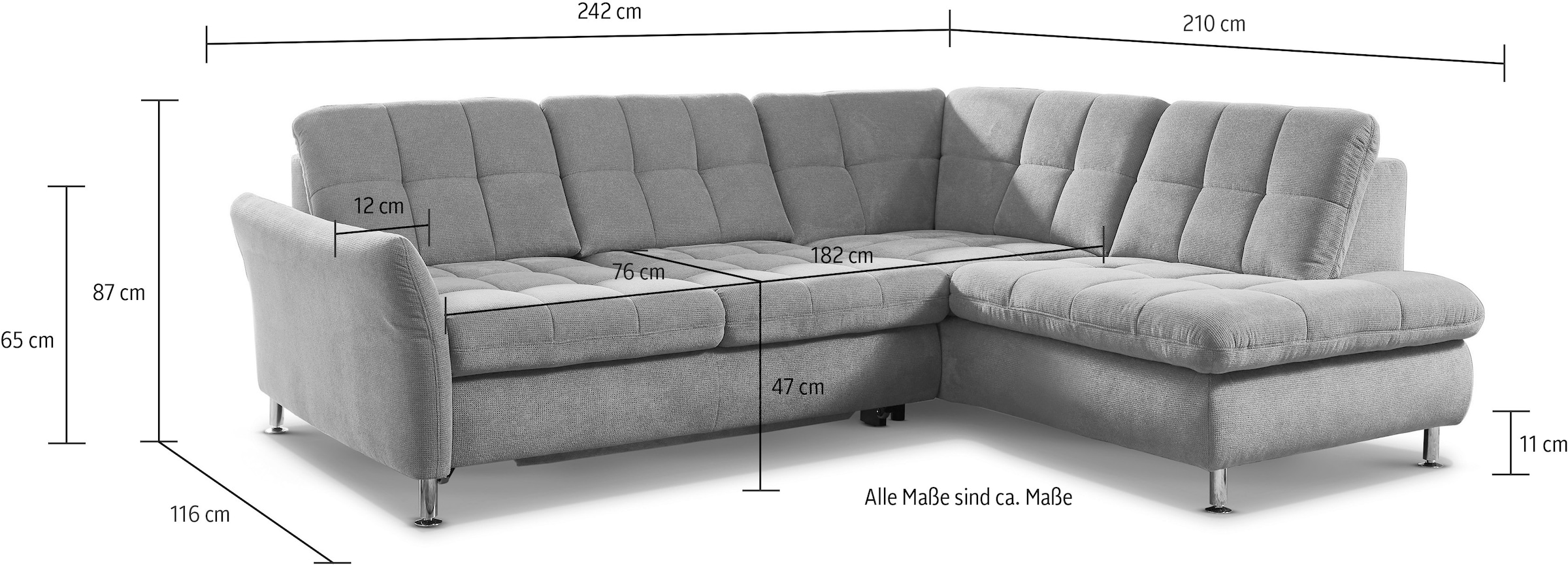 Die PlanBar Ecksofa »MP-IN20016 L-Form mit Federkern-Polsterung«, wahlweise mit Kopfstützen und Bettfunktion, mit Federkern-Polsterung