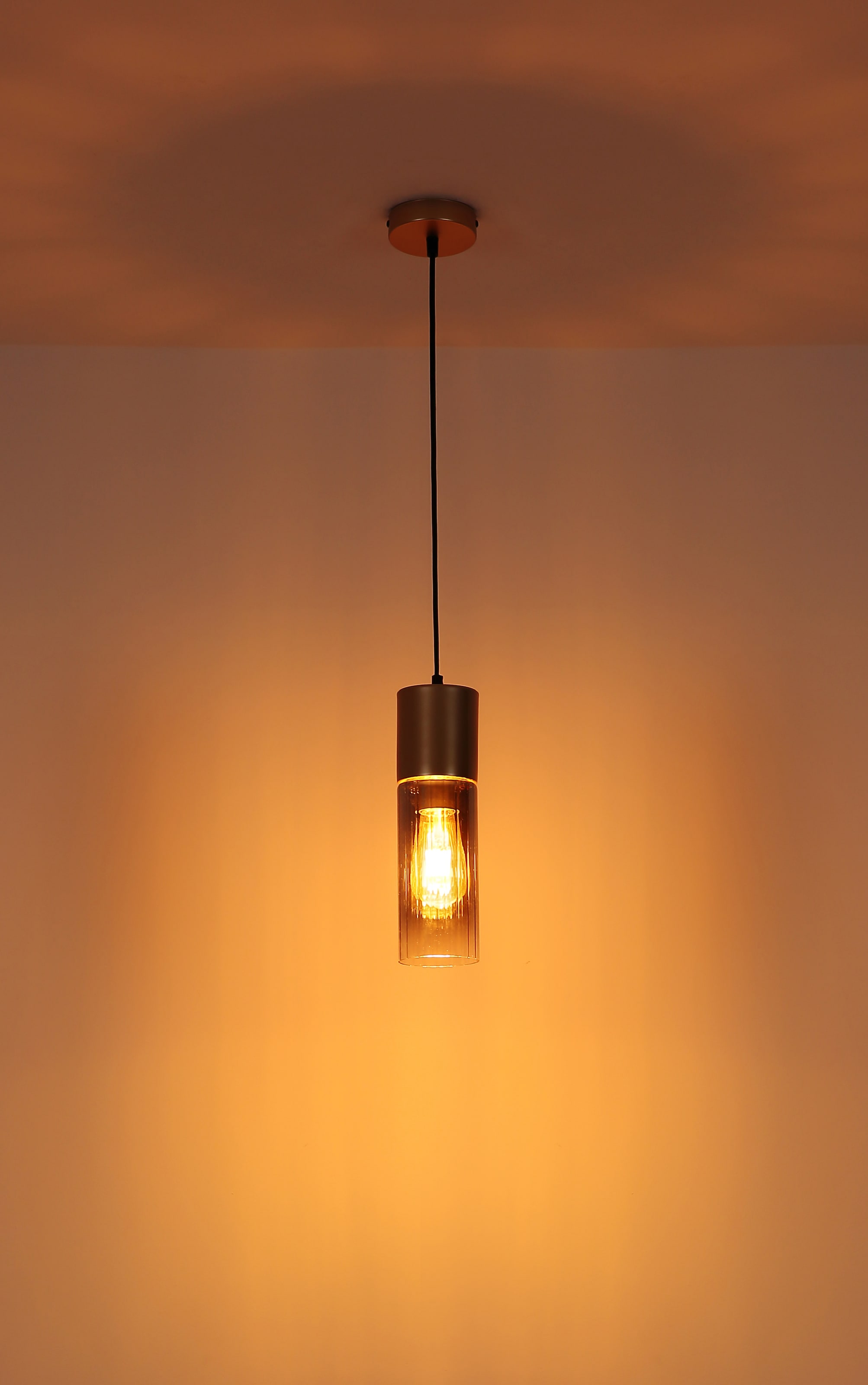 GLOBO LIGHTING Hängeleuchte »ANNIKA« E27 1 Stk. Hängeleuchte Cappuccino, Rauchglas Rillen, höhenkürzbar, E27