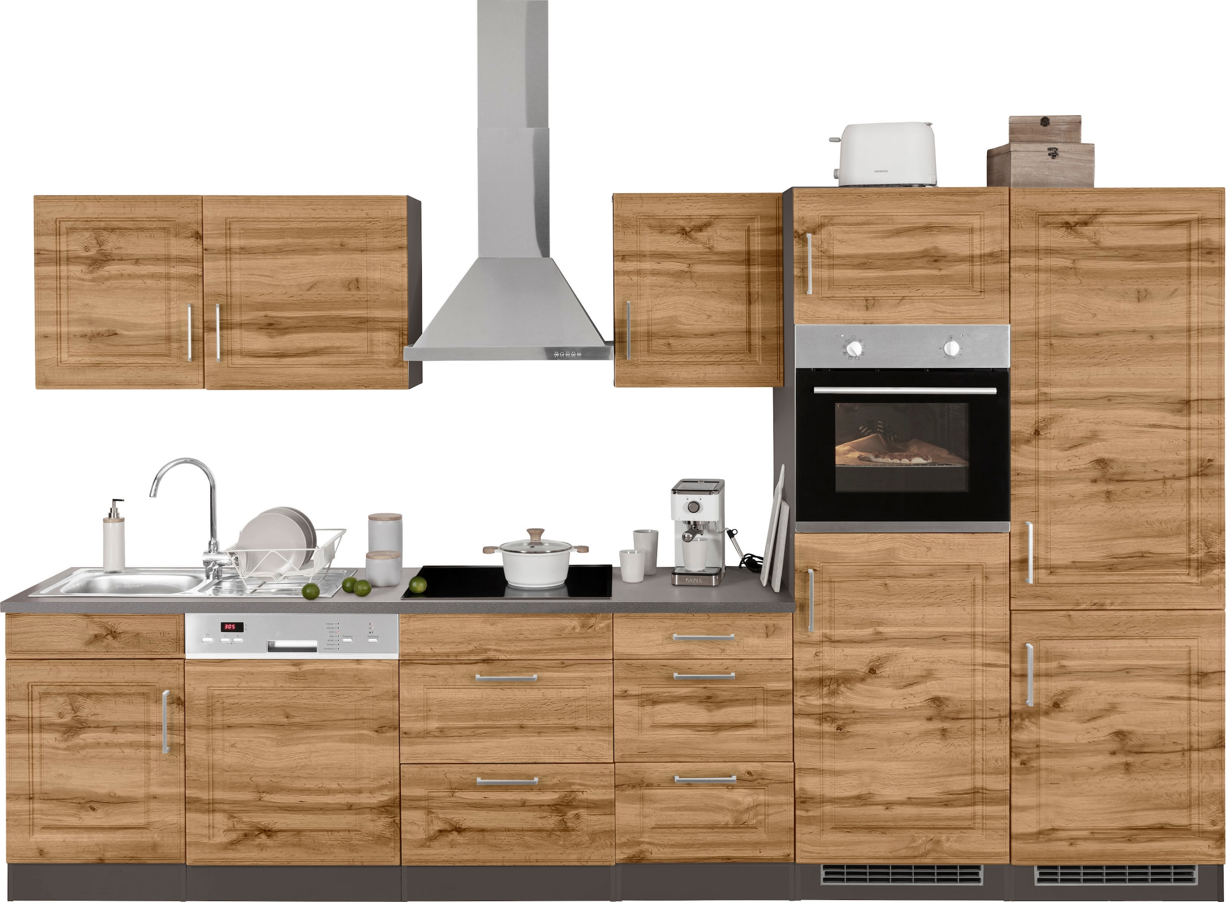 HELD MÖBEL Küchenzeile "Stockholm", Breite 340 cm, mit hochwertigen MDF Fro günstig online kaufen