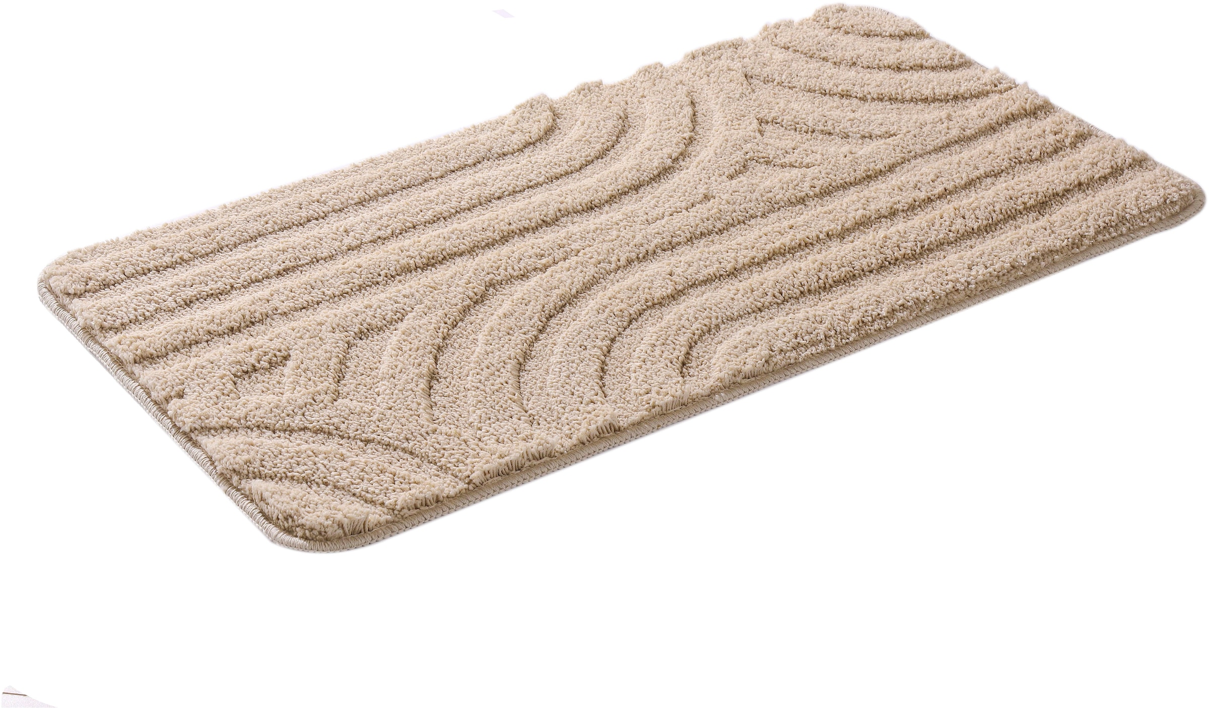 my home Badematte »Sanremo Scandi, Badvorleger, Badezimmer Teppich, Duschvorleger«, rutschhemmend beschichtet, strapazierfähig, Badteppich, Uni Farben, Hoch-Tief-Effekt, modernes Muster, Boho
