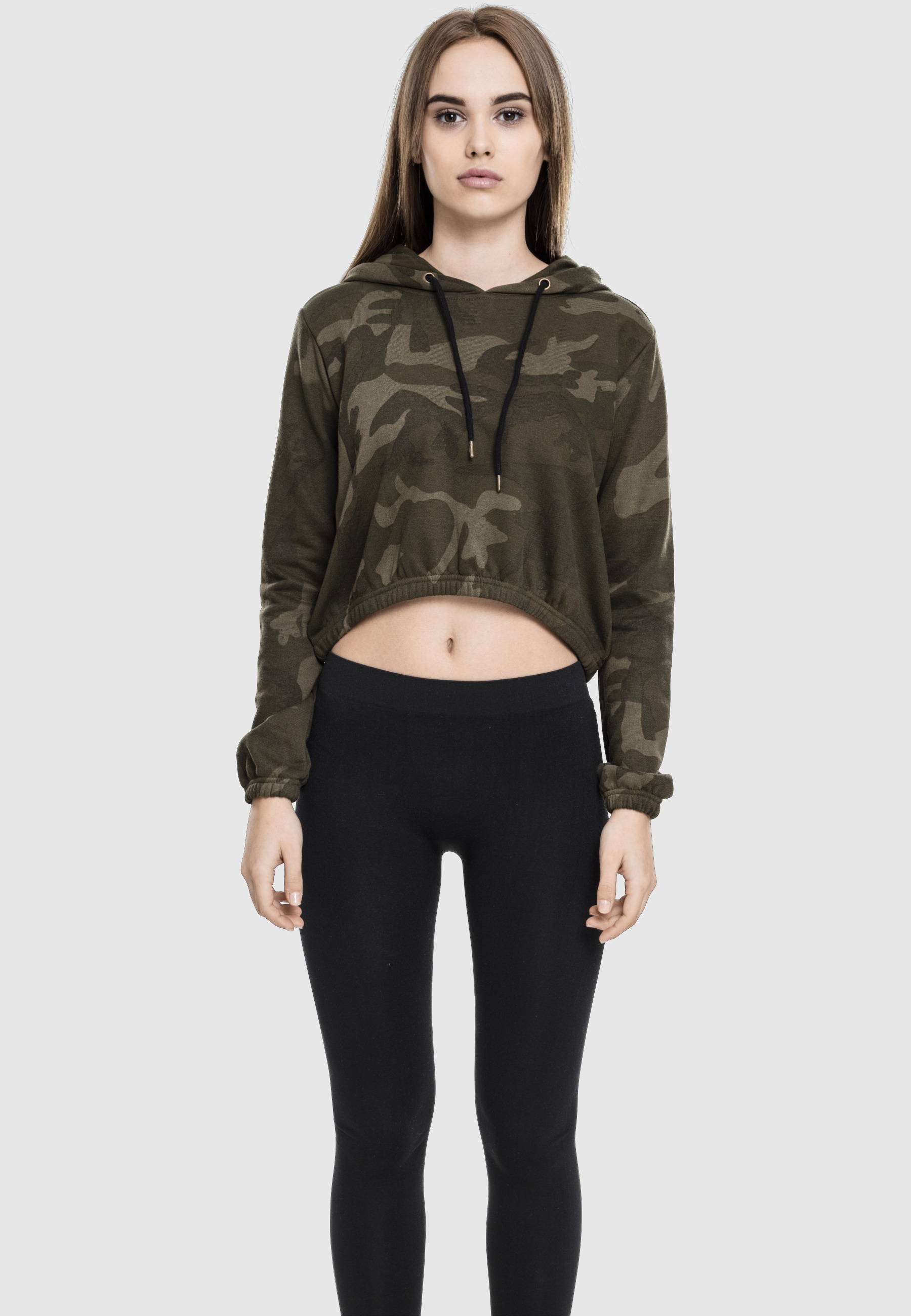 URBAN CLASSICS Rundhalspullover »Urban Classics Damen Ladies Camo Cropped Hoody« 1 Stk.