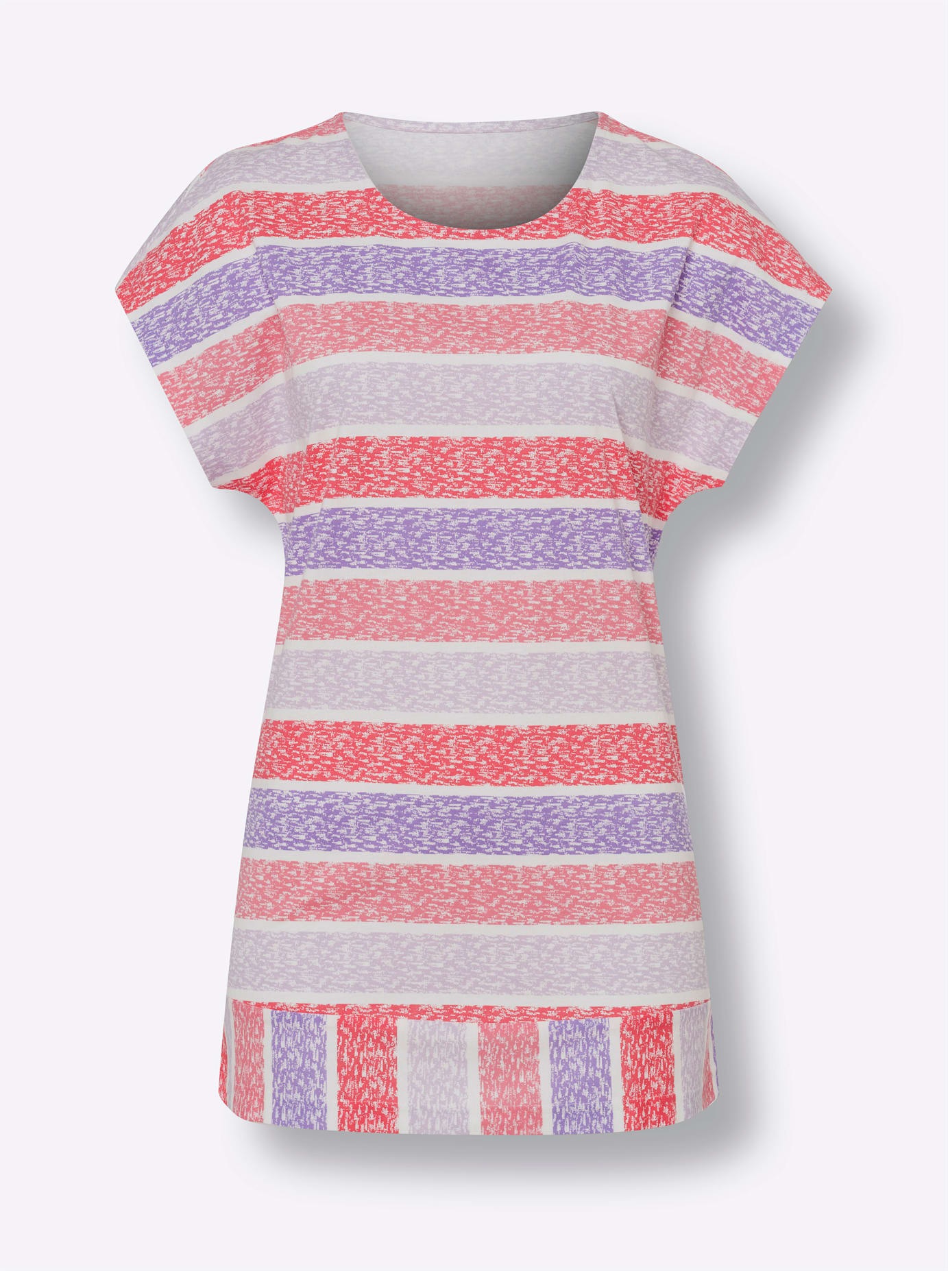 Longshirt CLASSIC BASICS "Longshirt", Damen, Gr. 48, orange (koralle, lavendel, bedruckt), 100% Baumwolle, gemustert, gestreift, mehrfarbig, Rundhals, Shirts Longshirt 3