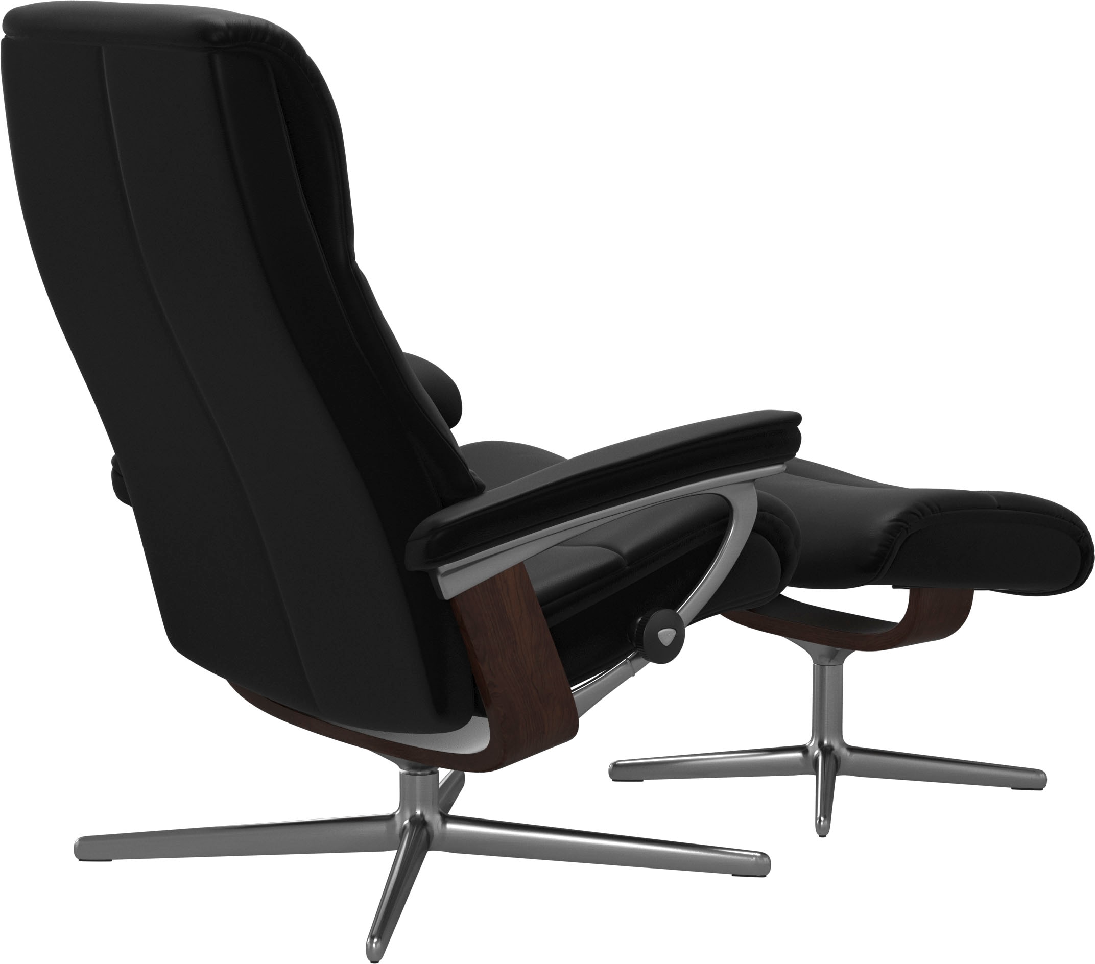 Stressless® Relaxsessel »View«, (Set, Relaxsessel mit Hocker), mit Hocker, mit Cross Base, Größe S, M & L, Holzakzent Braun