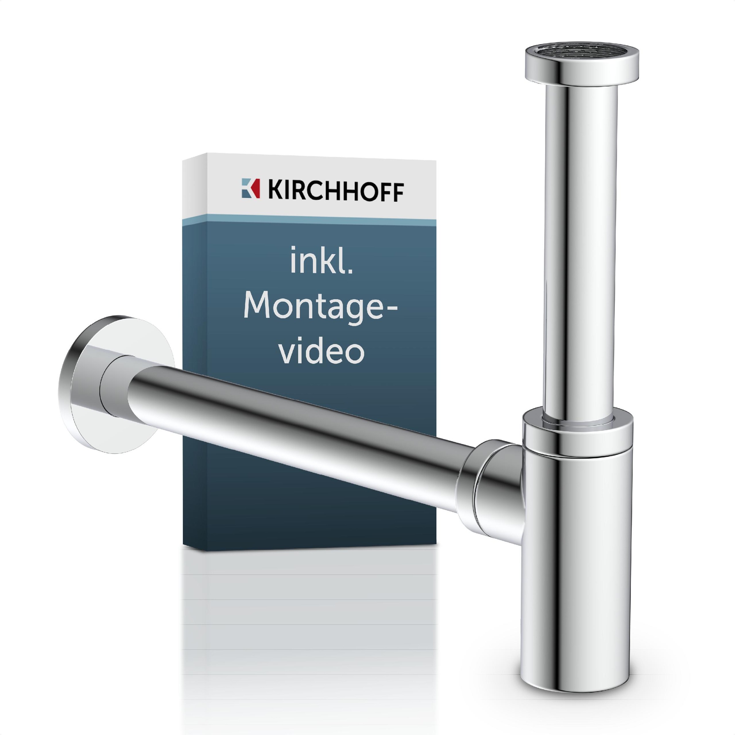 Kirchhoff "Design Flaschensiphon inkl. Reinigungsöffnung" Röhrengeruchsverschluss für Waschbecken/Waschtische
