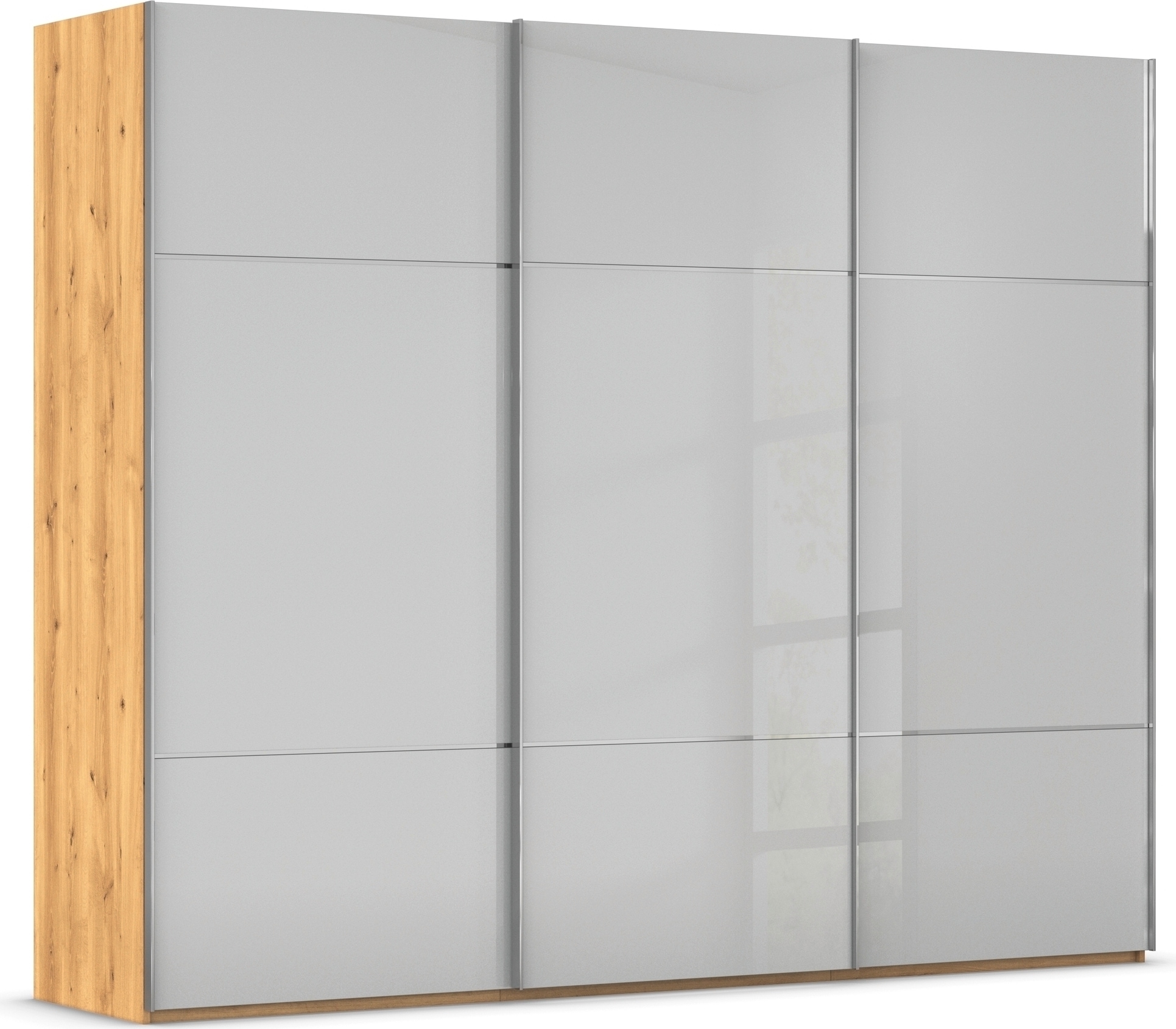 rauch "Kleiderschrank Schrank Garderobe Schlafzimmerschrank SCALE-TRIO" edle dreigeteilte Front mit 2 Zierleisten Glasfront MADE IN GERMANY