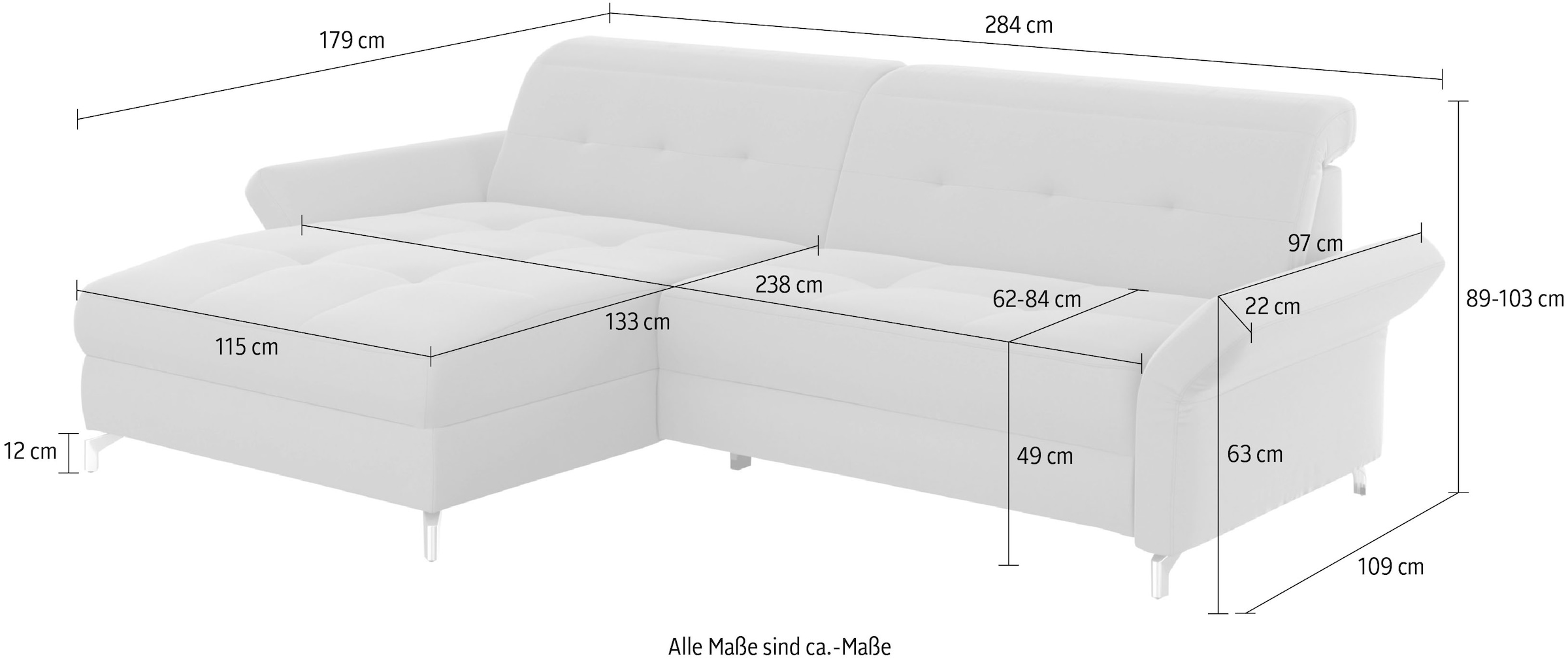 INOSIGN Ecksofa »Maredo L-Form«, Federkern, wahlweise auch mit Kopfteil- und Armlehnverstellung