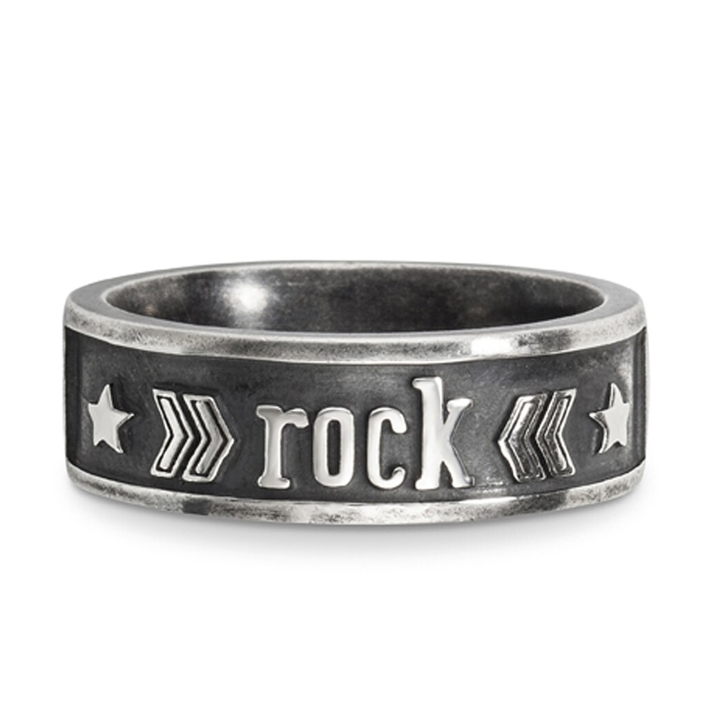 CAÏ Fingerring »925/- Sterling Silber matt oxidiert 'rock'«