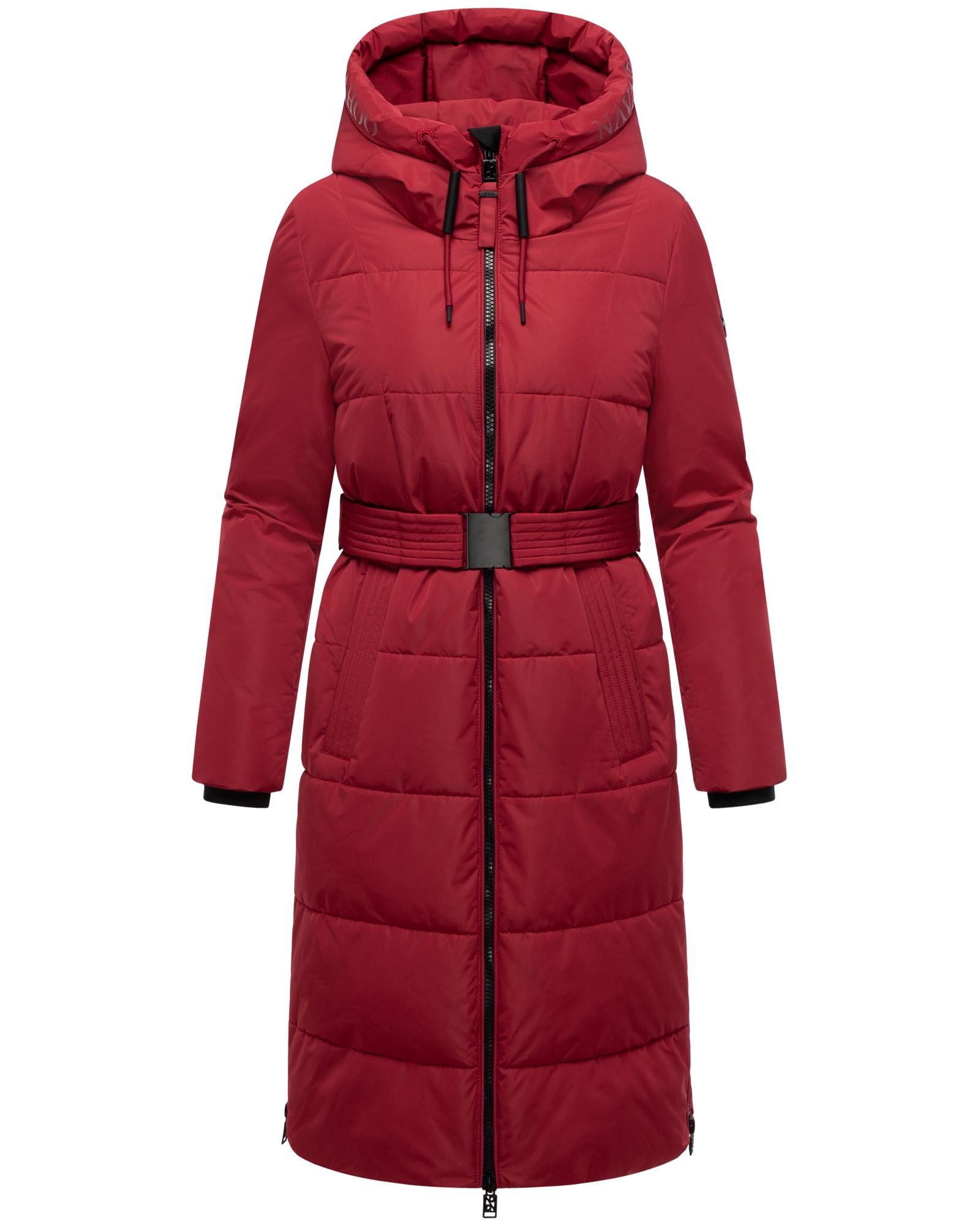Navahoo Steppmantel "Herbstnebel 14" langer Damen Wintermantel mit Taillengürtel