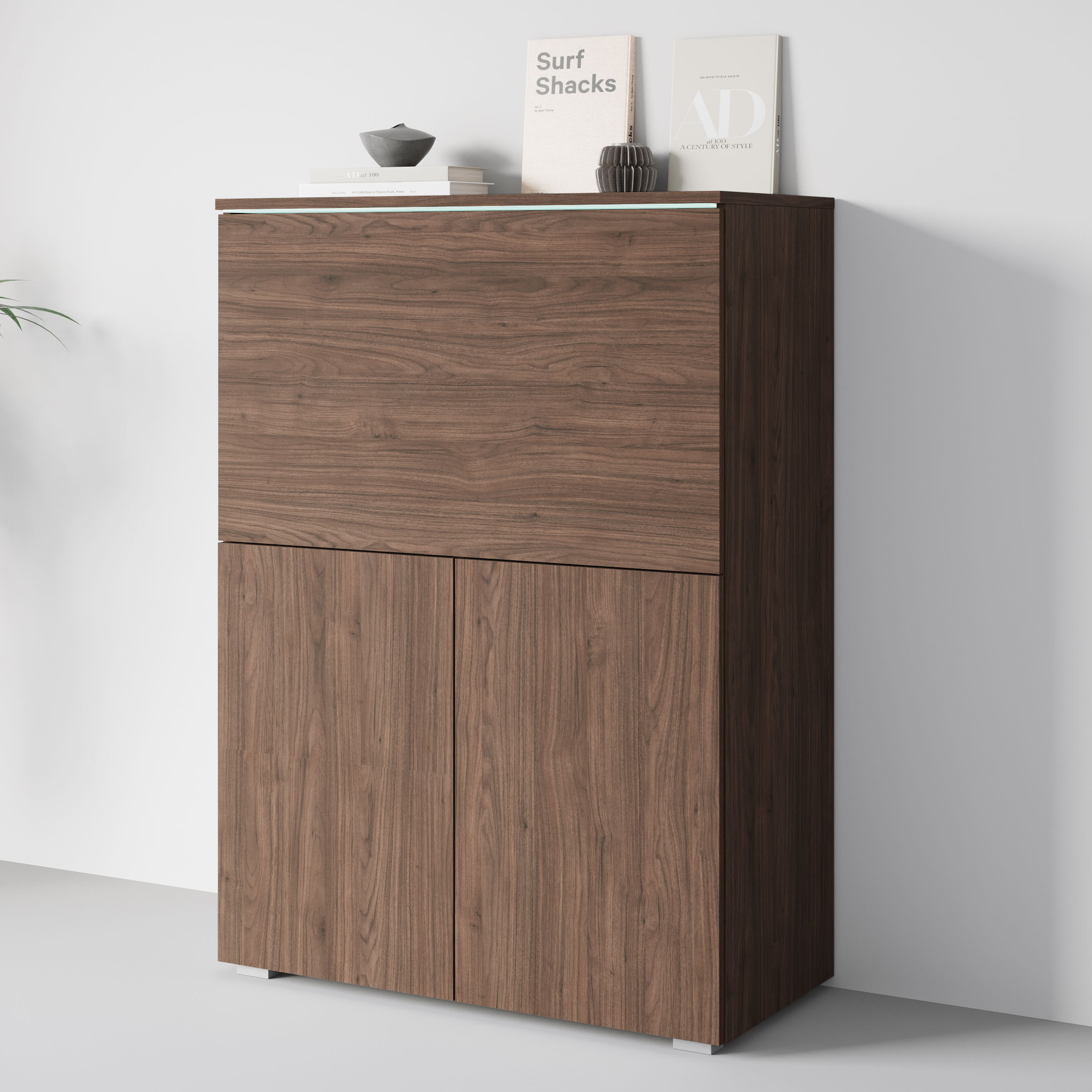 Home affaire PC-Schrank "Vera, Sekretär, Home-Office-Schreibtisch mit LED-Beleuchtung" 1 Stk. tlg. Multifunktional mit Stauraum, klappbare Tischfläche, LED, B 90 cm
