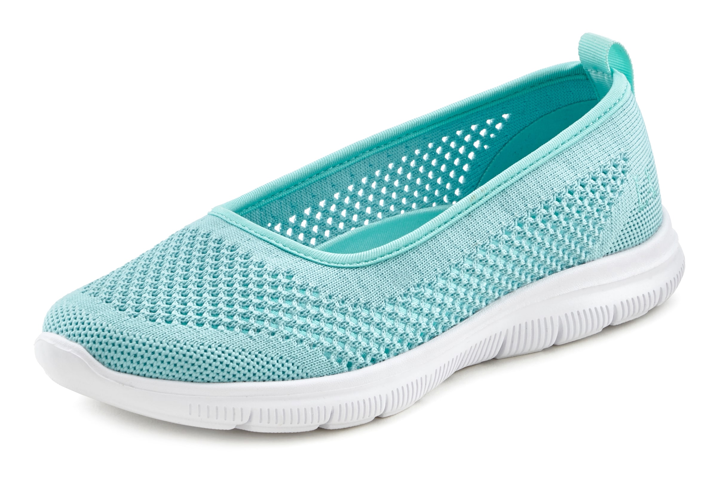 LASCANA Sneaker Ballerinas "ultraleichter Slipper, Slip-On-Sneaker", Freizeitschuh aus Mesh, weicher Innensohle VEGAN