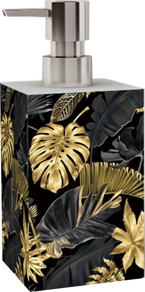 Sanilo Badaccessoire-Set »Golden Leaves«, (Kombi-Set, 2 tlg.), modernes Design, kräftige farben, hochwertiges Material