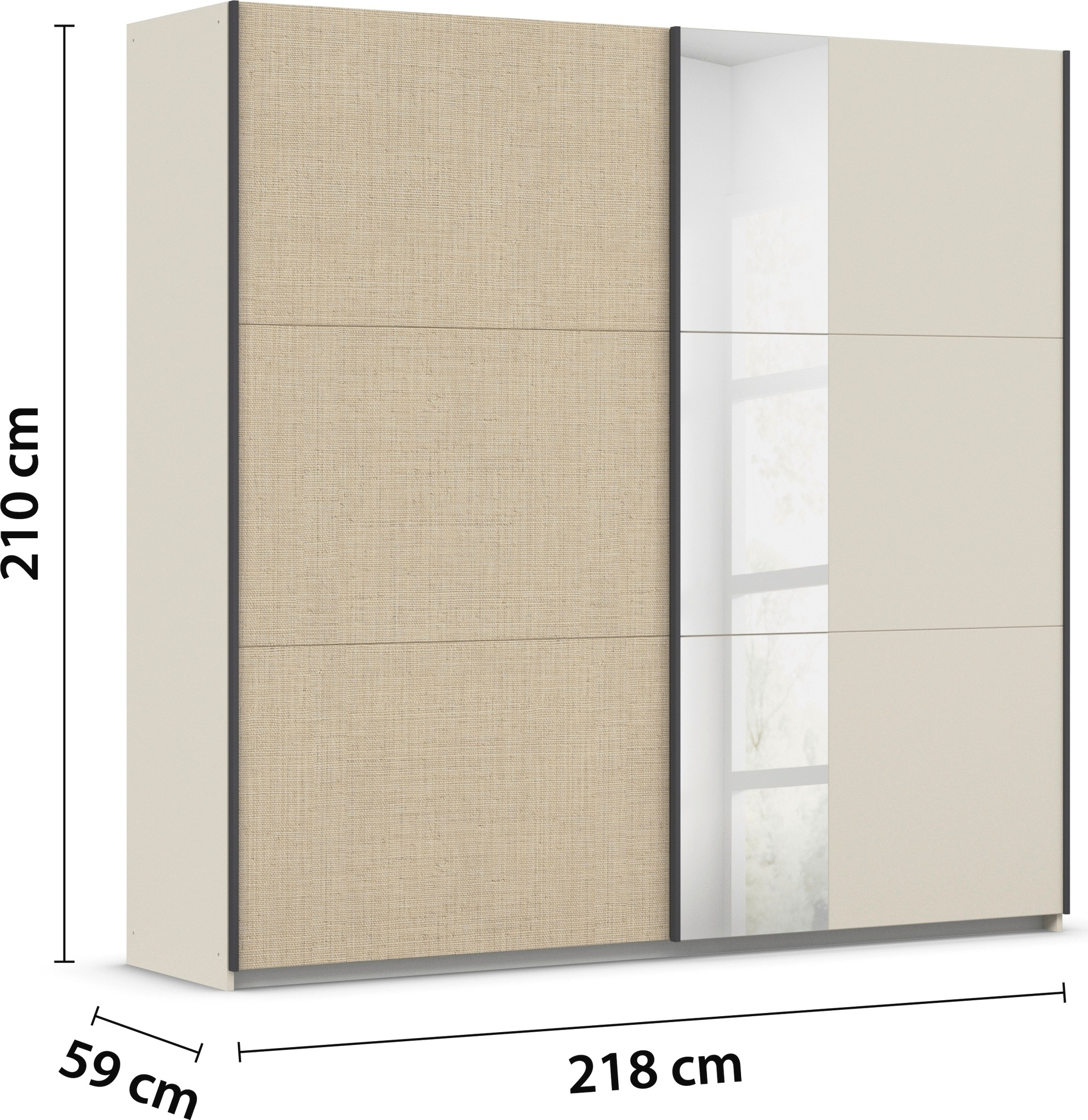 rauch Schwebetürenschrank »Senja«, mit Spiegel und Absetzung in angesagter Rattan-Optik