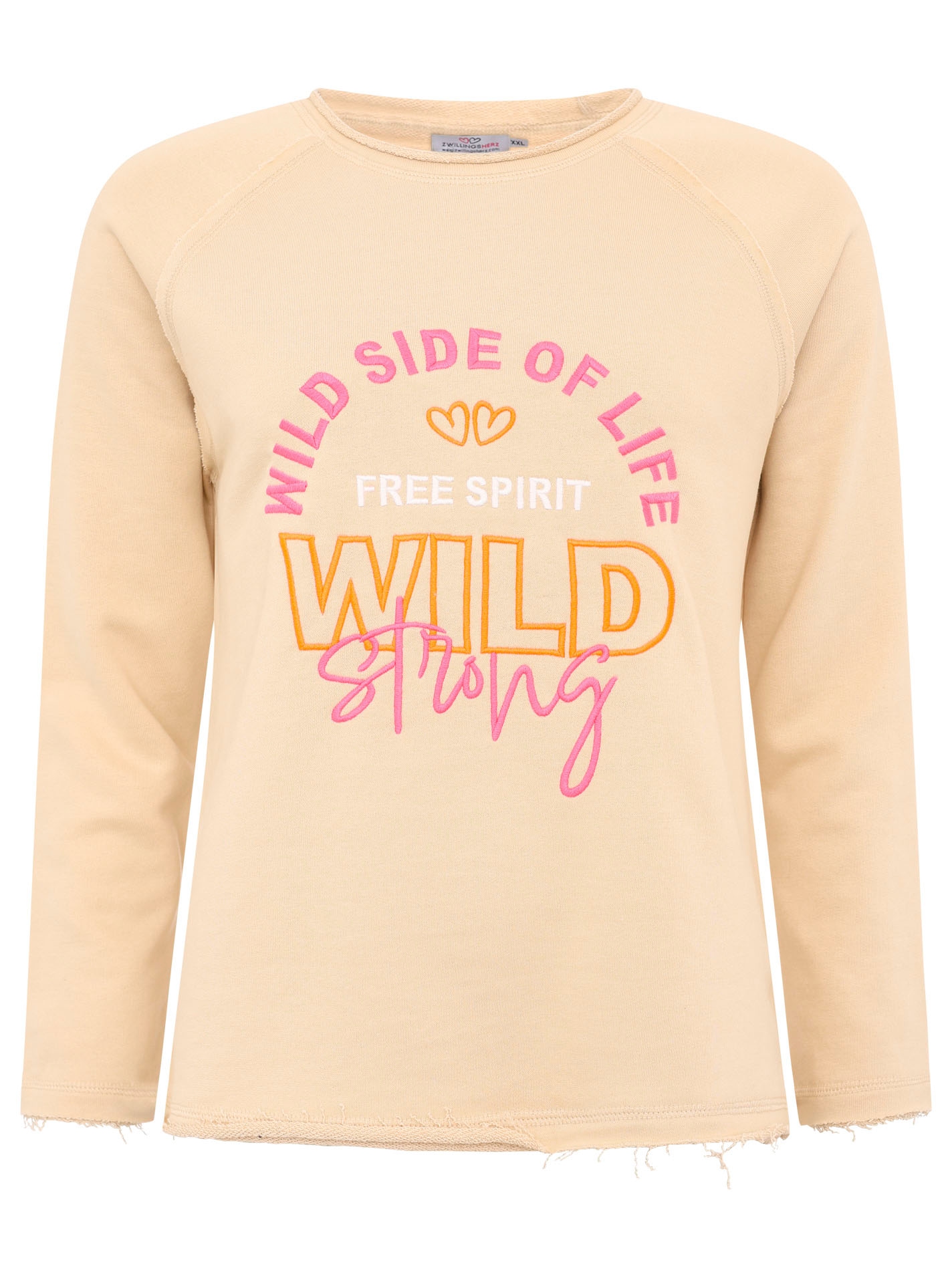 Zwillingsherz Sweatshirt »"Wild Side Of Life"«, mit Used-Look Kanten und farbiger Stickerei