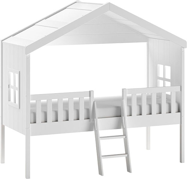Vipack Hausbett »Hausbett«, (Made in Europe), inkl. Rolllattenrost und Leiter, wahlweise mit Rutsche