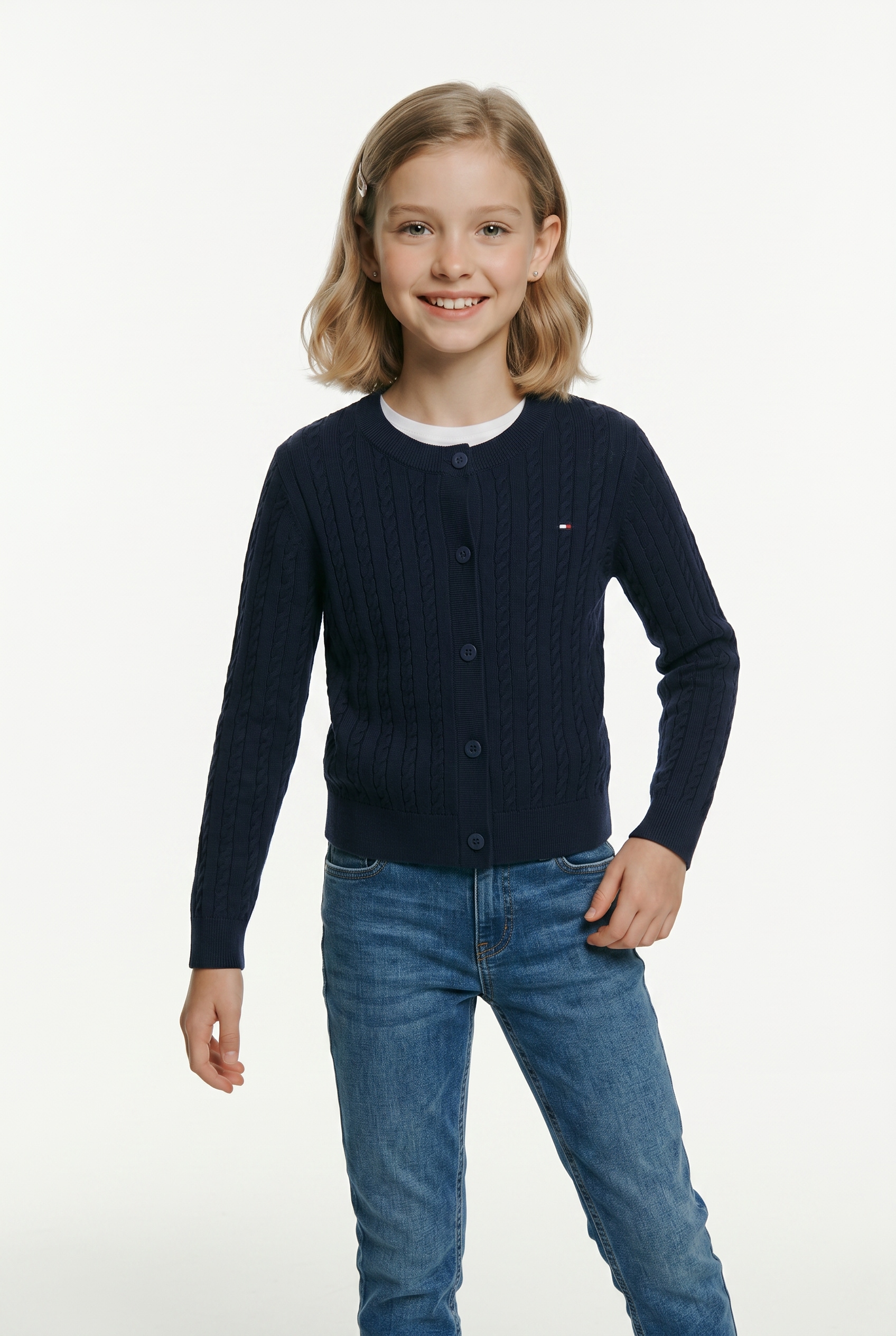 Tommy Hilfiger Strickjacke "MINI CABLE CARDIGAN" mit kleinem Zopfmuster