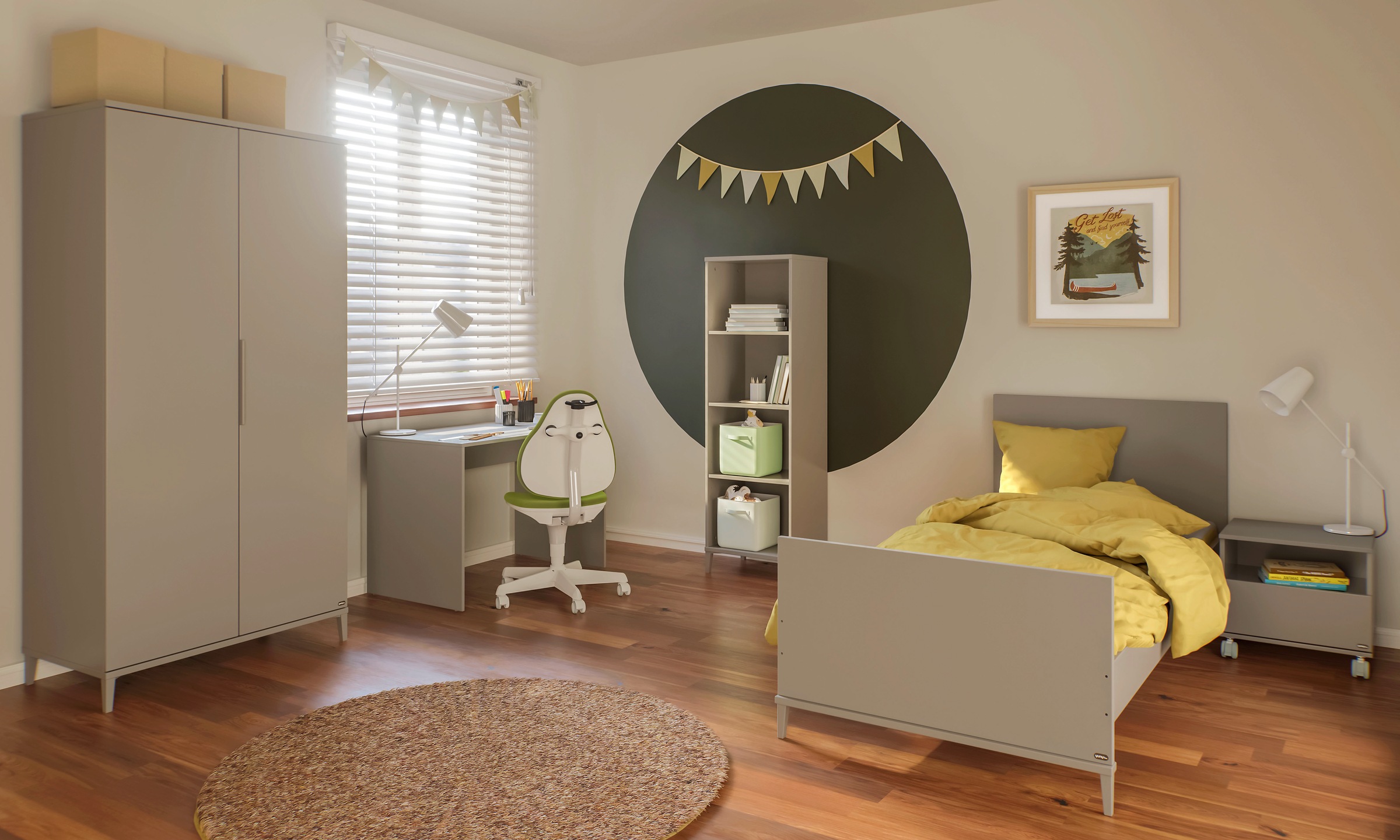 YUNY by PAIDI Kinderbett "BROTHER STU 90x200cm Jugendliege in Taupe" B/H/T günstig online kaufen