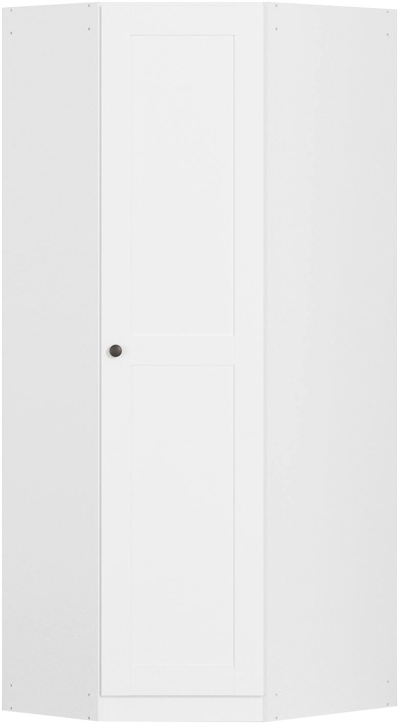 OTTO home Eckkleiderschrank "Mehrzweckschrank Aktenschrank Möbel Mietswohnung Schlafzimmer YLVA" Schenkelmaß: 85x72 cm, Höhe 197 cm, skandinavischer Style mit Rahmenfront und Knopfgriff MADE IN GERMANY