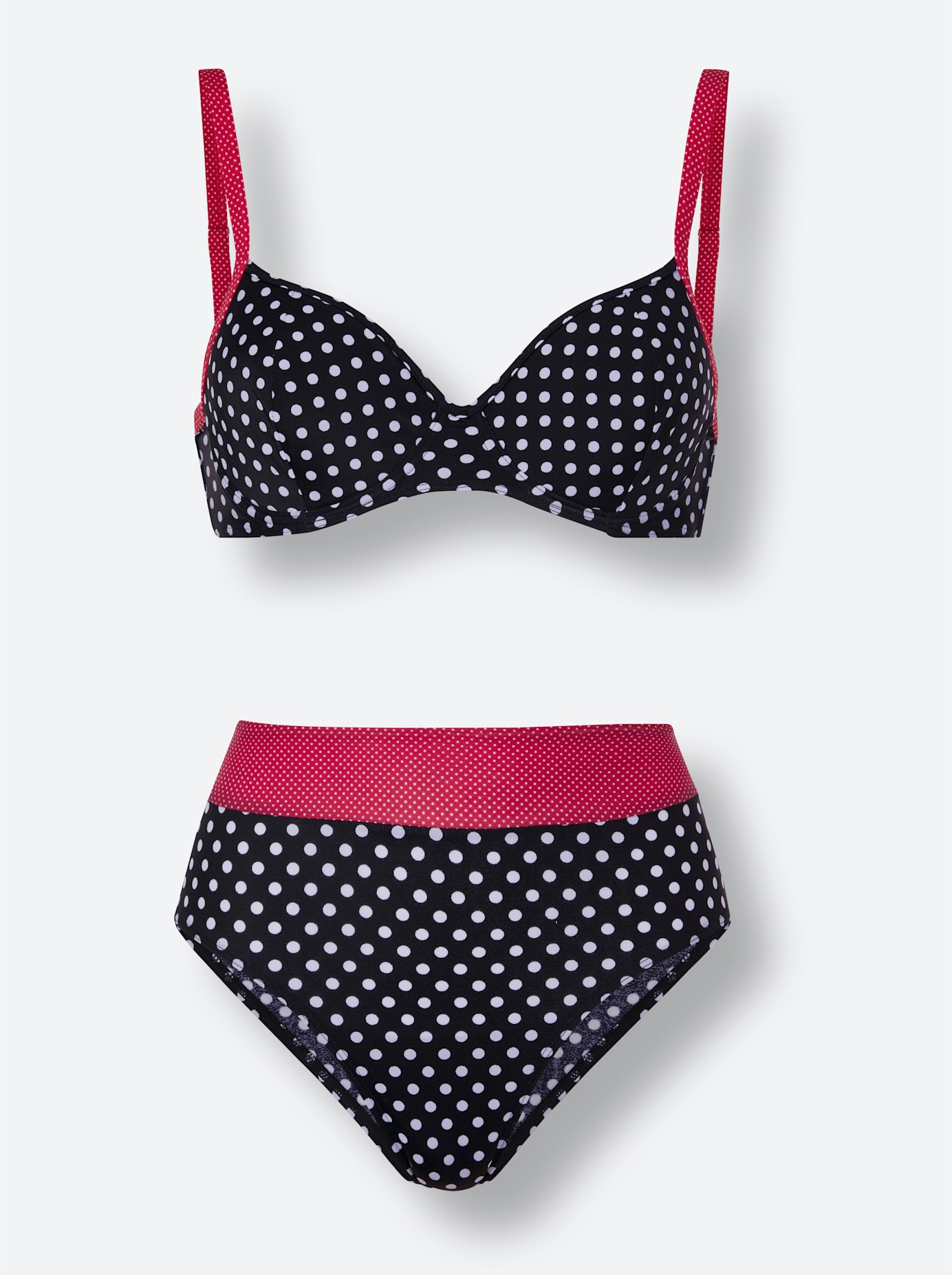 Balconette-Bikini FEEL GOOD, Damen, Gr. 52, Cup C, bunt (schwarz, rot, bedruckt), Elasthan, Polyamid, Bikini-Sets Balconette-Bikini 3