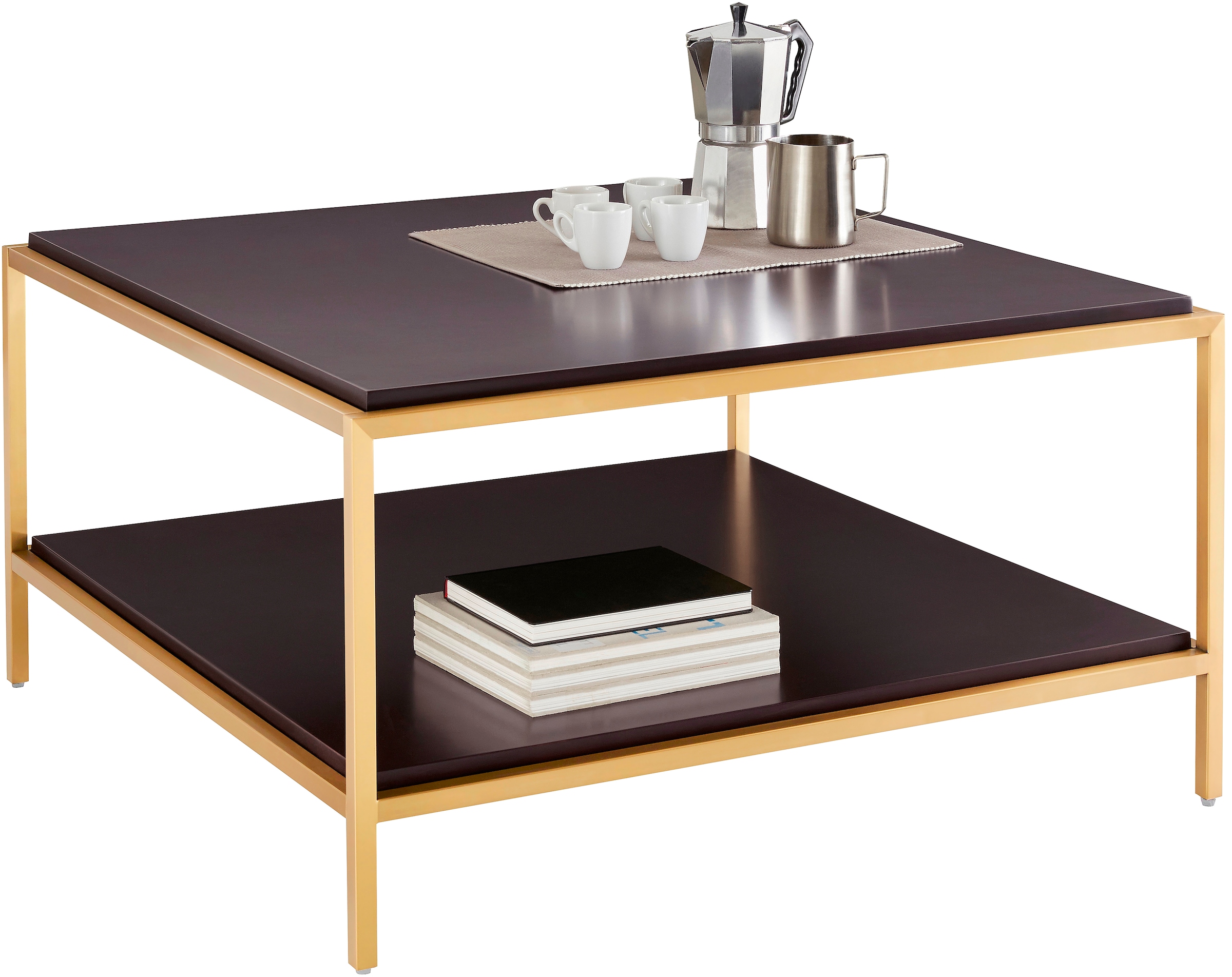 Leonique Couchtisch "Cherlen, TOPSELLER", mit zwei Ablageflächen und goldfa günstig online kaufen