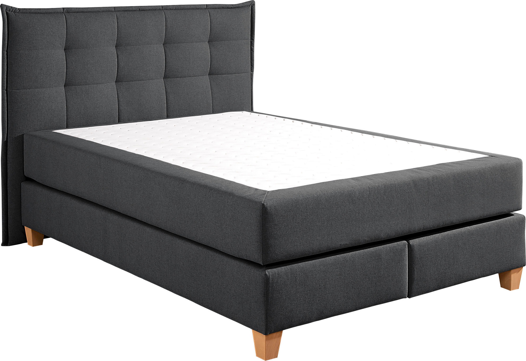 Boxspringbett HOME AFFAIRE, grau (anthrazit), B:160cm L:209cm, Komplettbetten, Boxspringbett, inklusive Komfortschaum-Topper 9