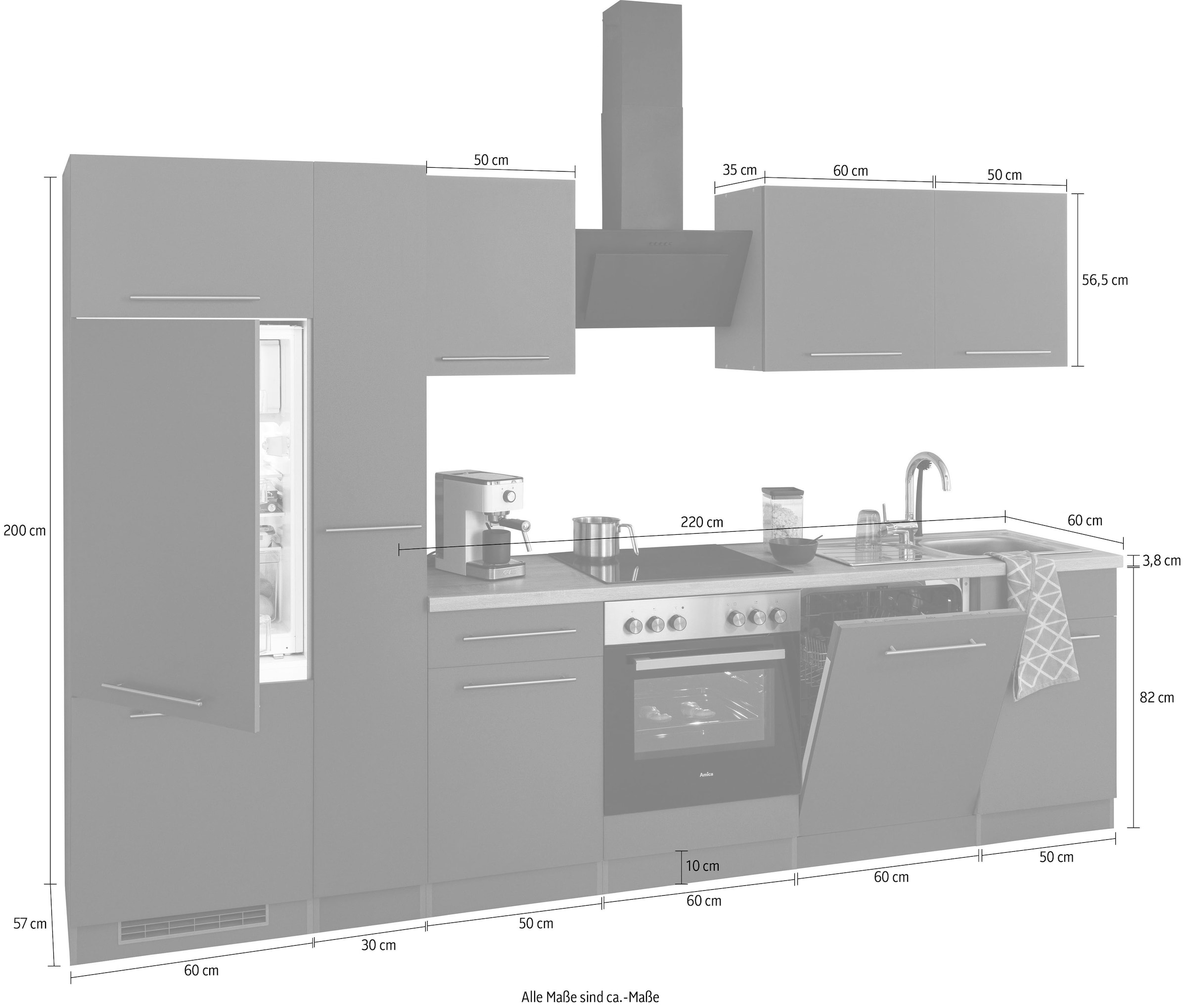 | wiho BAUR E-Geräte, cm Küchenzeile Breite Küchen 310 bestellen »Unna«, ohne