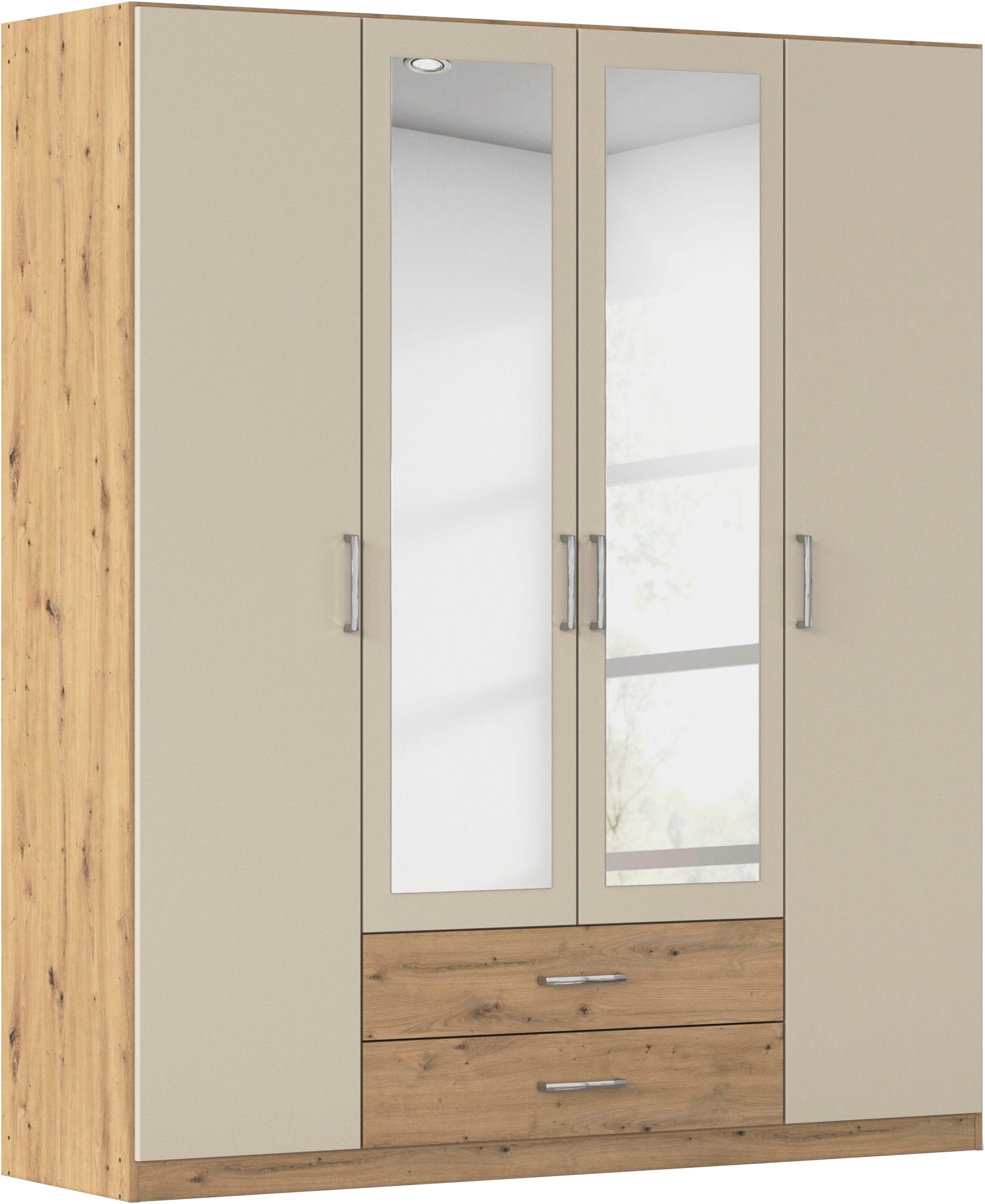 rauch Kleiderschrank "Schrank Garderobe Ankleide GAMMA Breiten 91/136/181/226/271/315/360 cm" in 3 Ausstattungen BASIC/CLASSIC/PREMIUM (inkl. SOFT-CLOSE-Funktion), verschiedene Griff-Varianten, mit Spiegel TOPSELLER MADE IN GERMANY