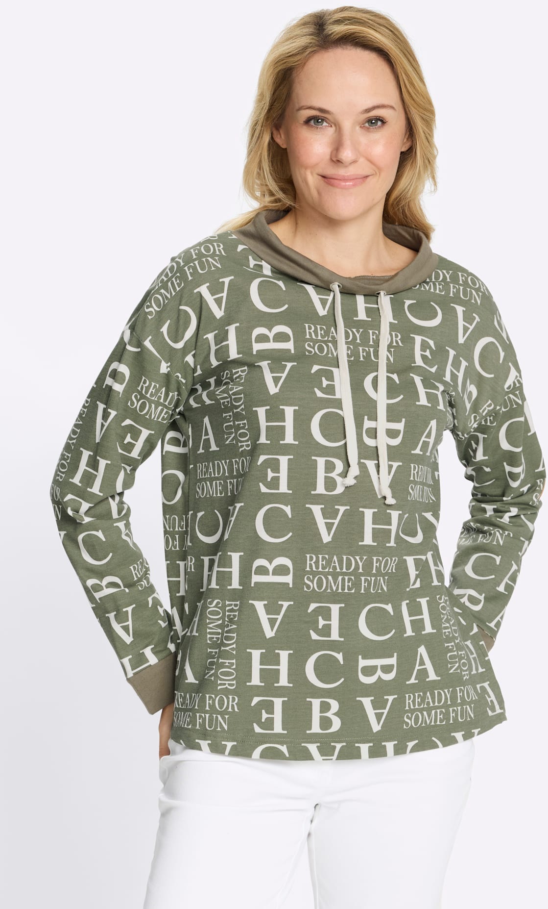 Classic Basics Sweatshirt Femme Khaki/Écru Taille 48 4