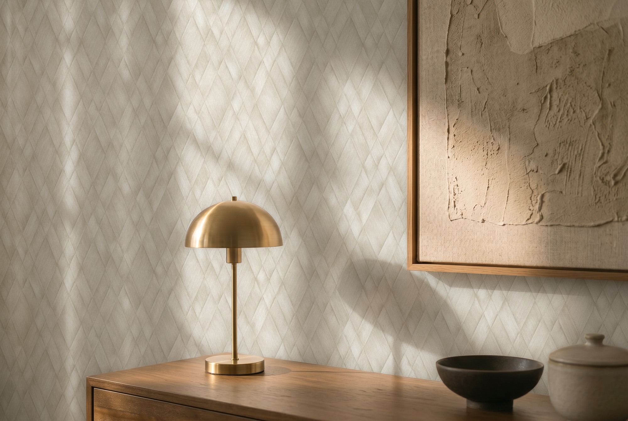 living walls Vliestapete "Cosiness Geflecht – Vorgeleimte 3D Vliestapete mit Rauten" Flechtoptik Rhombenmuster matt leicht strukturiert Plastisches Rautenmuster in moderner Geflechtoptik