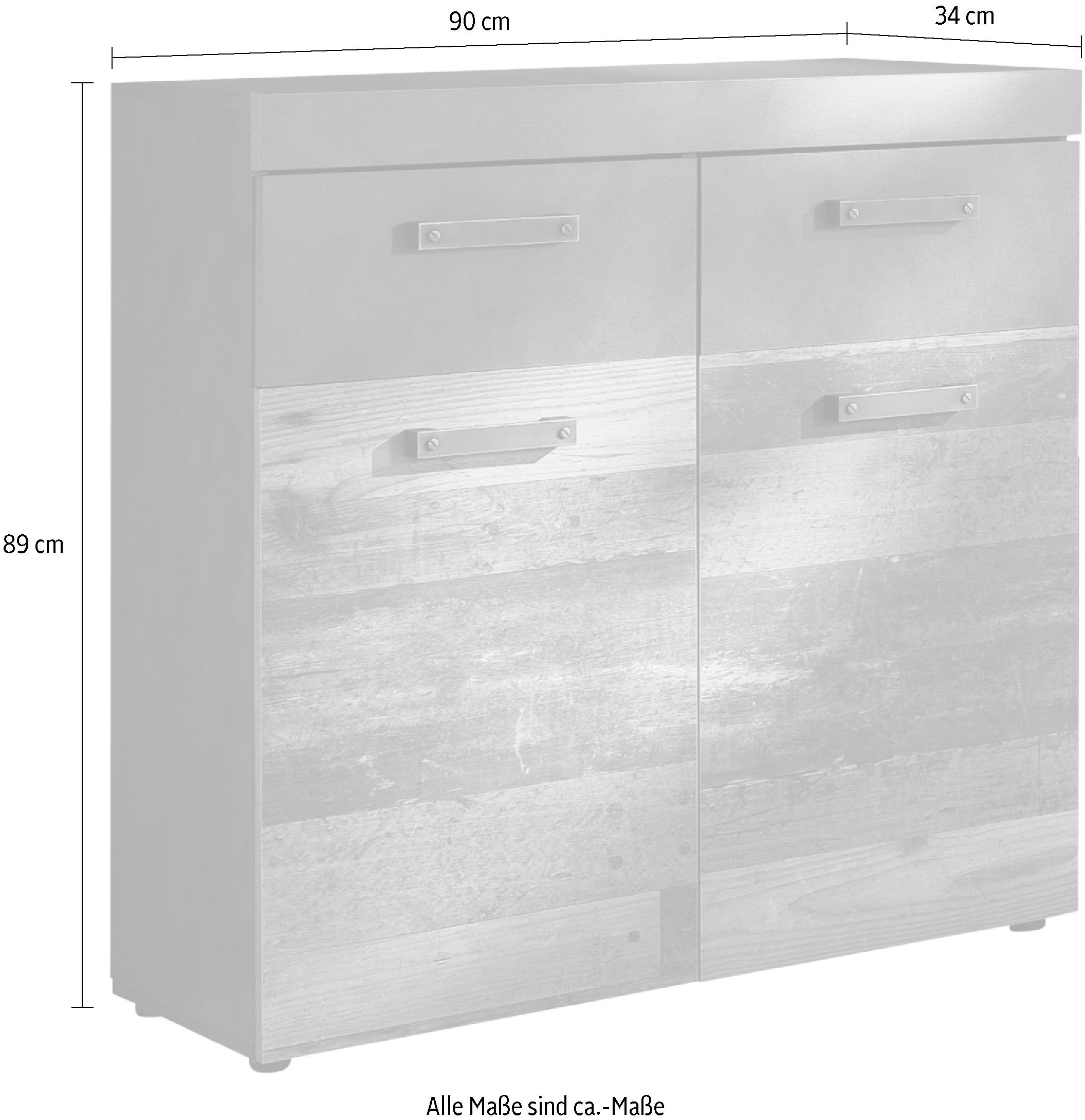 Home affaire Schuhschrank »Ilana« Schuhschrank für 16 Paar Schuhe - (B/T/H) 90/34/89 cm