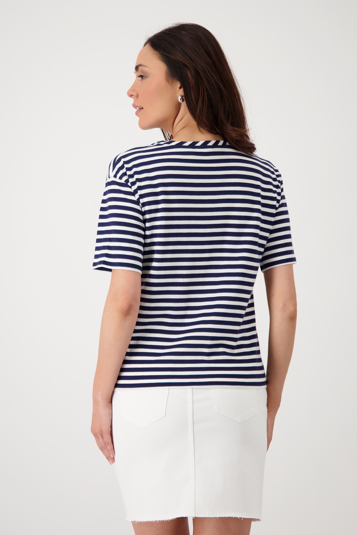Monari T-Shirt »Shirt Pima Ringel«, Mit Rundhalsausschnitt