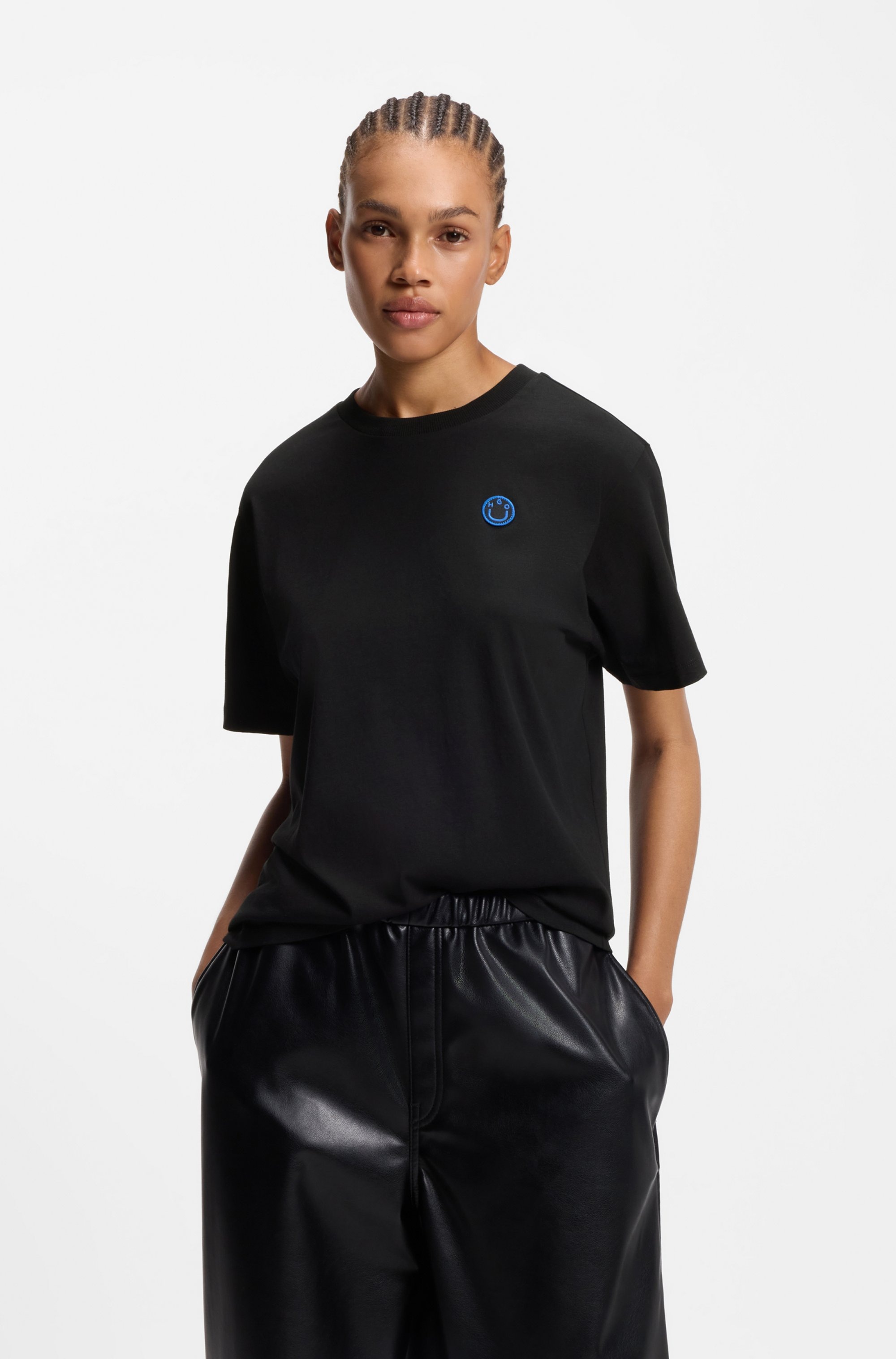 HUGO Blue T-Shirt "Vintage Tee" mit Logo-Badge günstig online kaufen