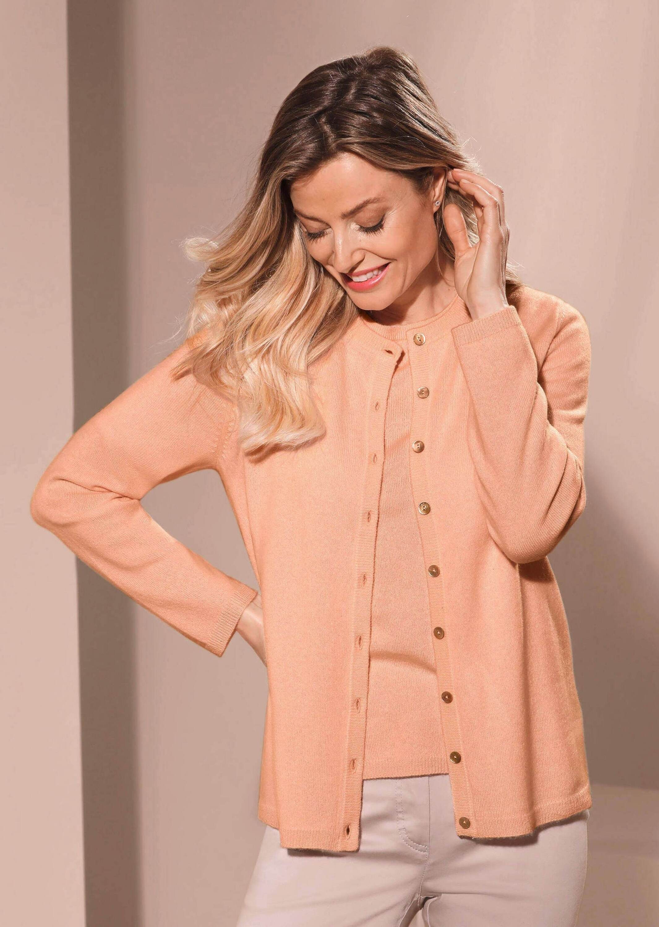 GOLDNER Strickjacke »Kaschmirstrickjacke mit Rundhalsausschnitt«