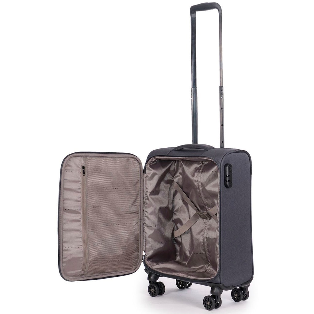 Stratic Weichgepäck-Trolley »Strong S, anthracite«, 4 Rollen, Handgepäck Reisekoffer Reisegepäck TSA-Schloss