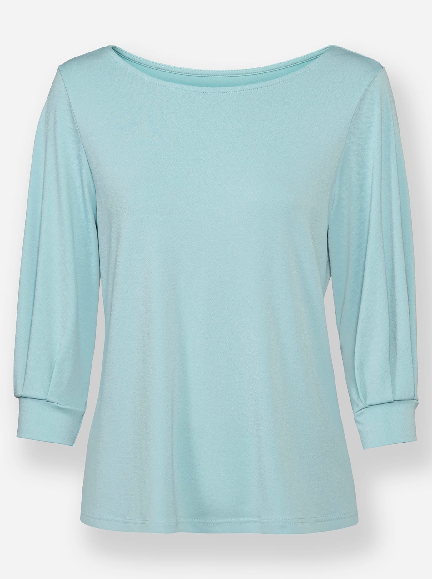 3/4-Arm-Shirt INSPIRATIONEN "Shirt", Damen, Gr. 46, grün (kalkmint), 96% Polyester, 4% Elasthan, unifarben, U-Boot-Ausschnitt, Shirts 3/4-Arm-Shirt 3