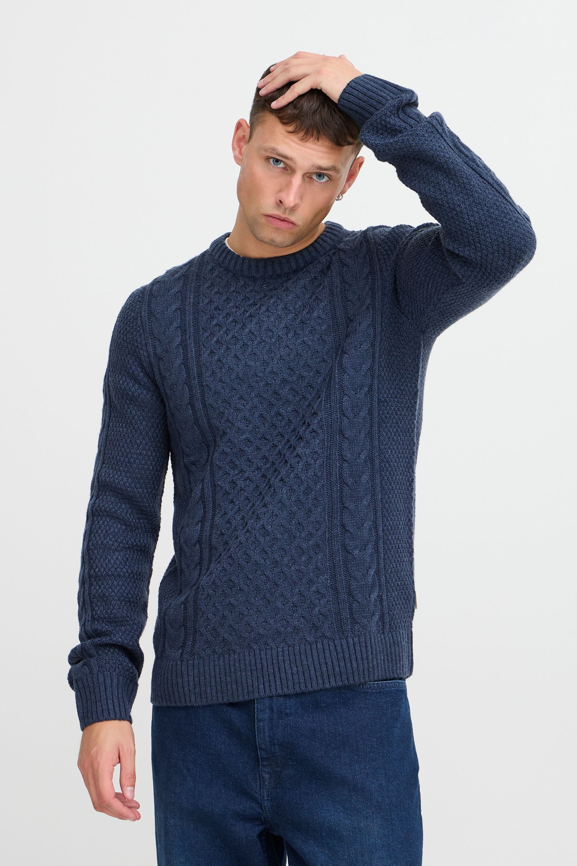 BLEND BHPullover Herren Grobstrick Pullover Blau 3XL 2