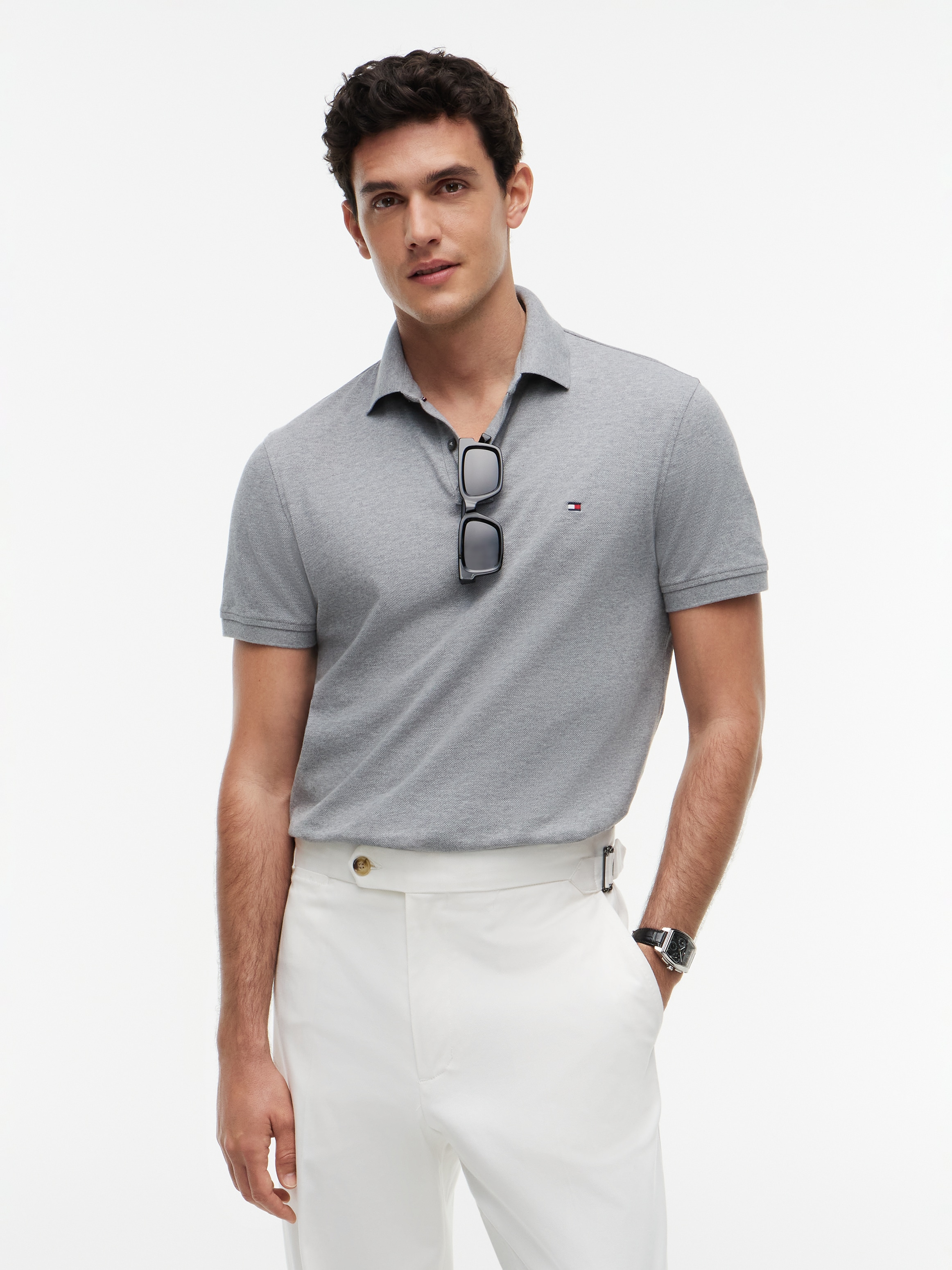 Tommy Hilfiger Poloshirt "1985 REGULAR POLO mit Kontraststreifen und Knopfleiste" unifarben, sportlich, regular fit, Baumwollmix, Polokragen