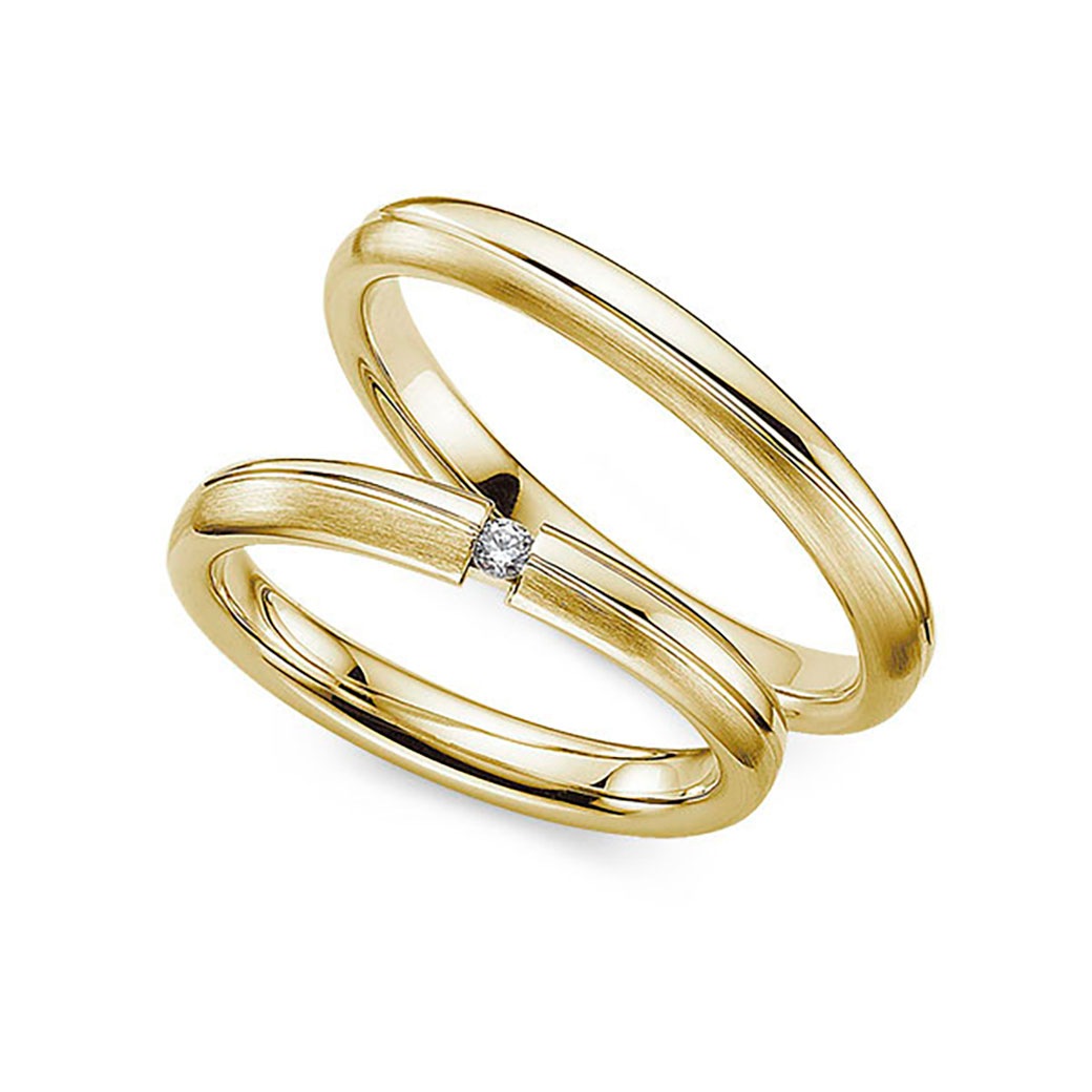 PHÖNIX Damen Trauring "Schmuck Geschenk Partnerring Ehering Goldring", 66, 0,03 SI = kleine Einschlüsse mit Brillant, Diamanten Gelbgold 333,