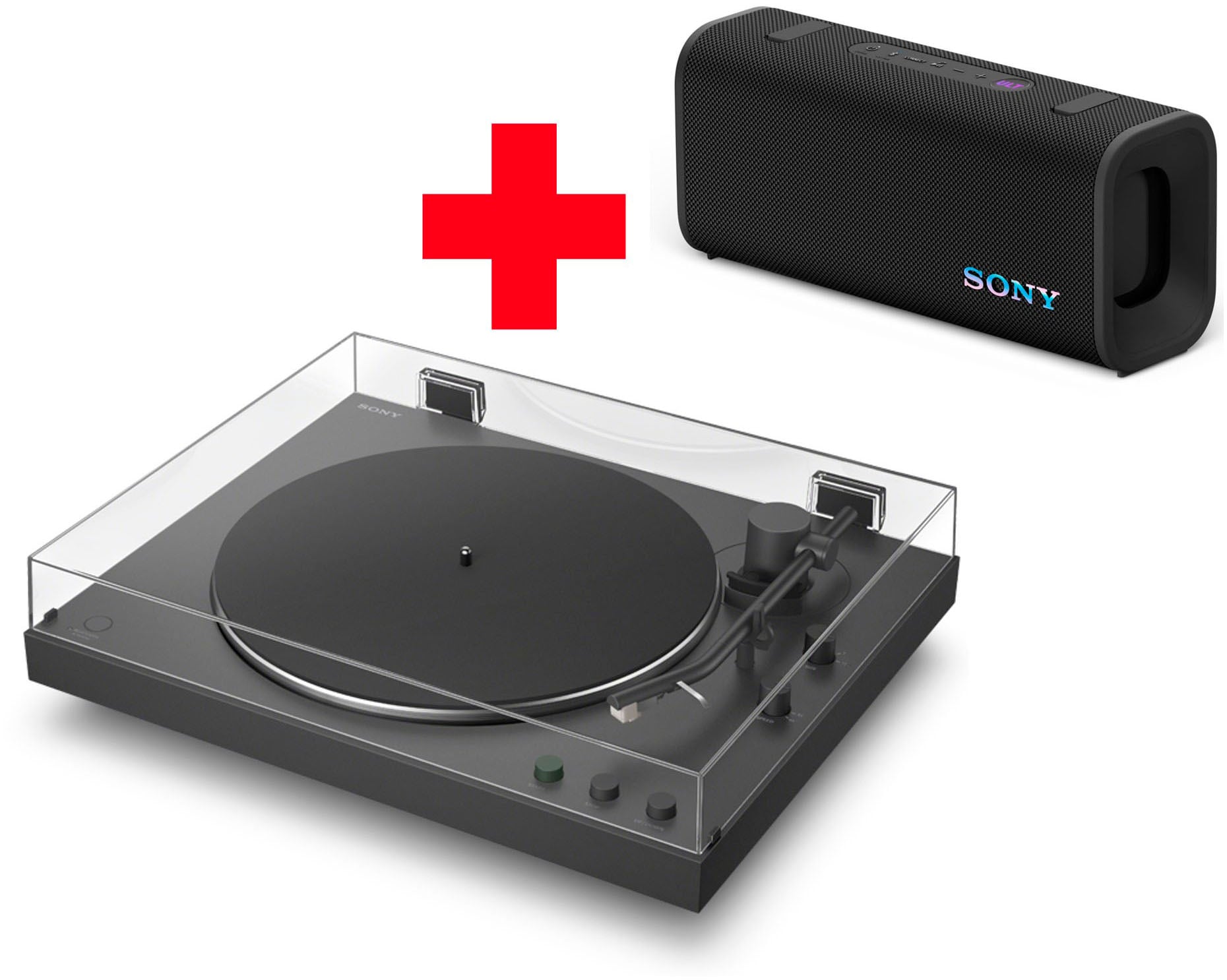 SONY Plattenspieler "PS-LX3BT + Field 3", schwarz, B:43cm H:11,7cm T:36,6cm, Plattenspieler, Vollautomatik, Hi Res Wi, Riemenantrieb, Phono Vorv., Sta