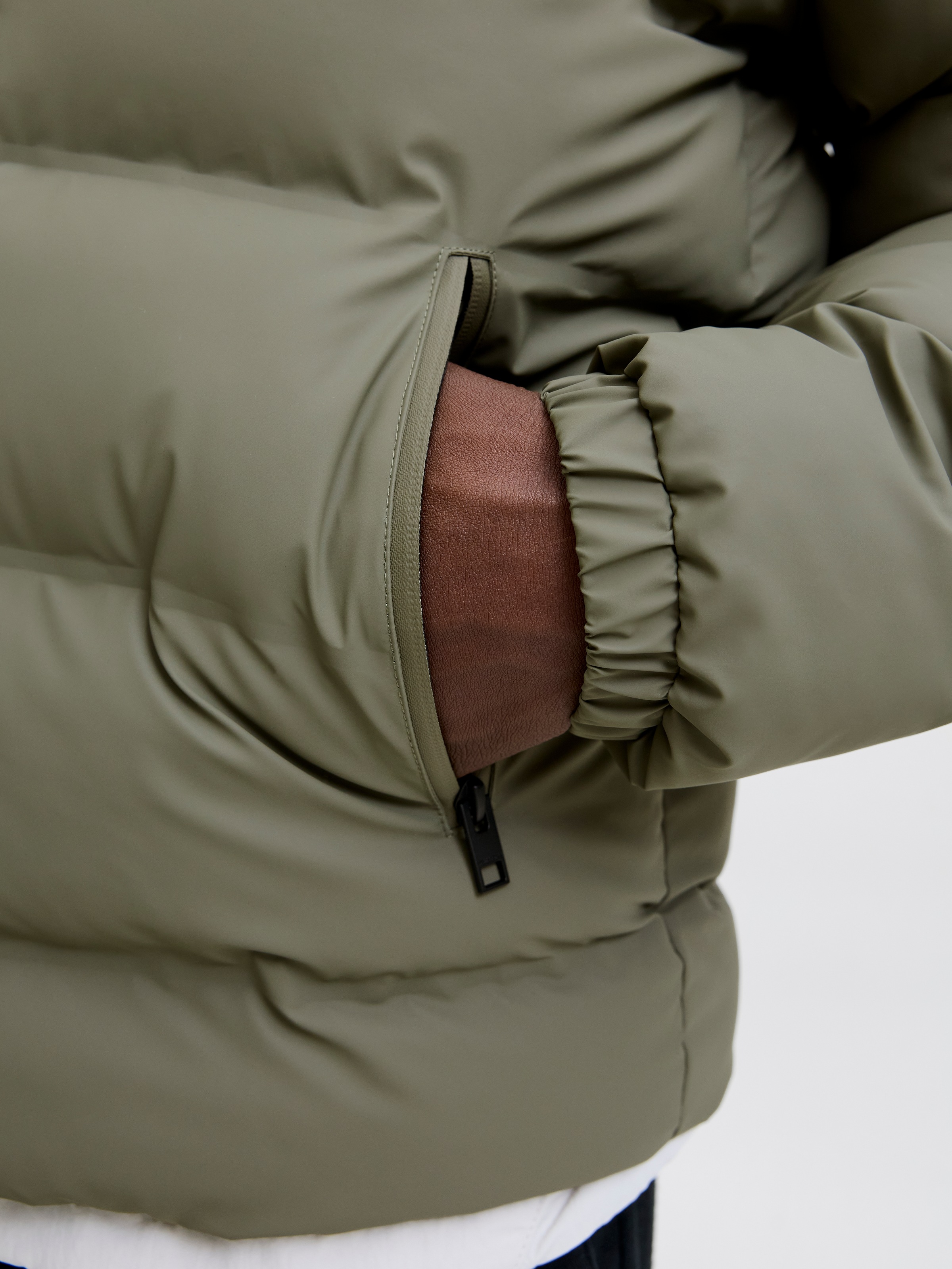 Jack & Jones Steppjacke »JJELEMENTS PU PUFFER SN« mit Kapuze