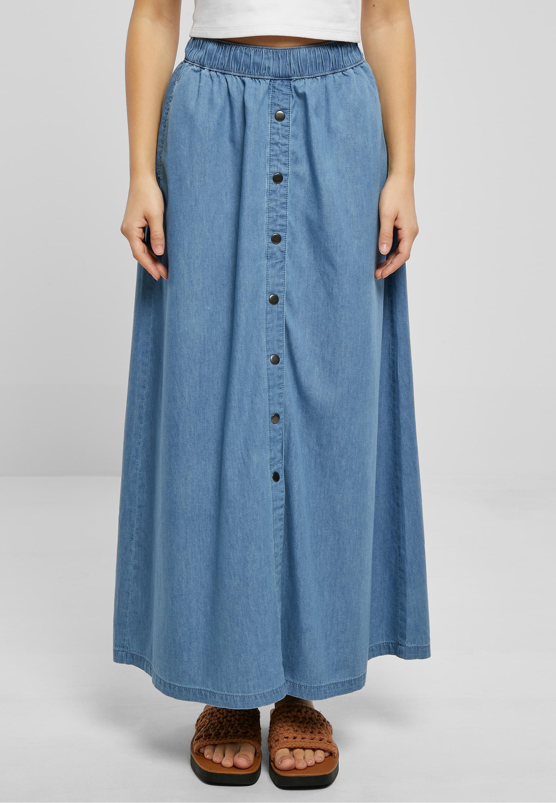 URBAN CLASSICS Sommerrock »Urban Classics Damen Ladies Long Wide Light Denim Skirt«, (1 tlg.)
