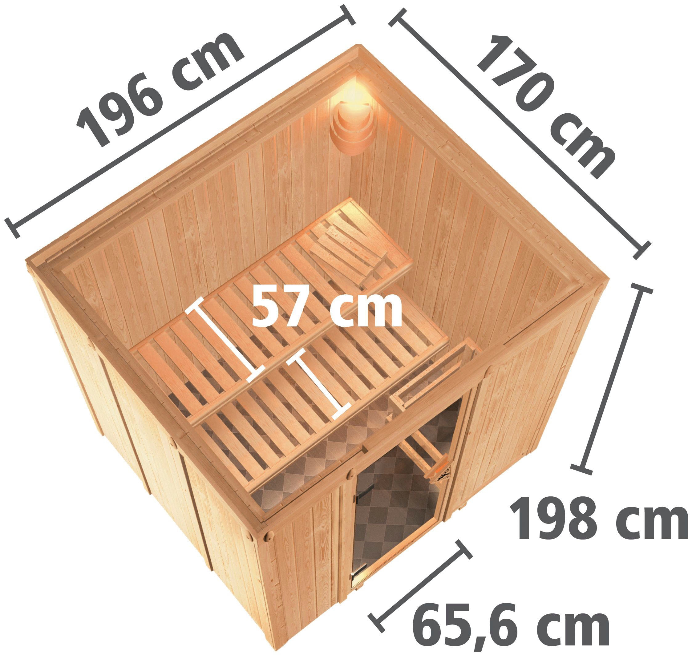 Karibu Sauna »Solida«, (Set), 9 KW-Ofen mit integrierter Steuerung